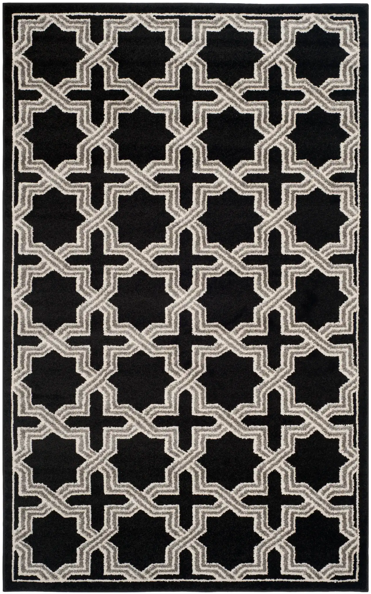 Amherst Interlocking Trellis Rug in Anthracite / Gray