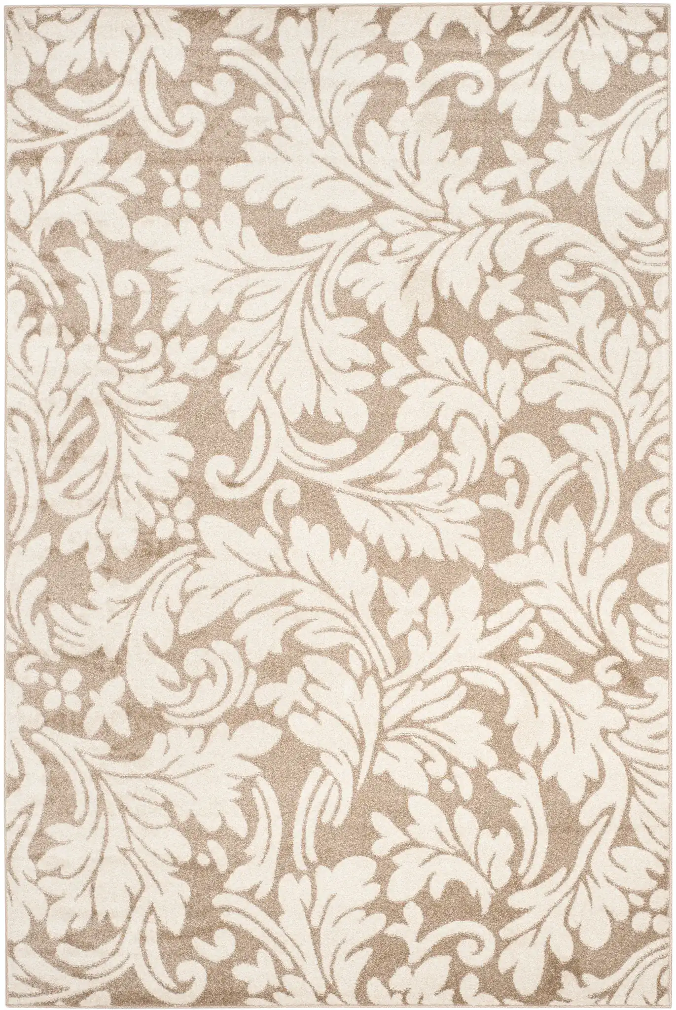 Amherst Scrolling Leaf Rug in Wheat / Beige