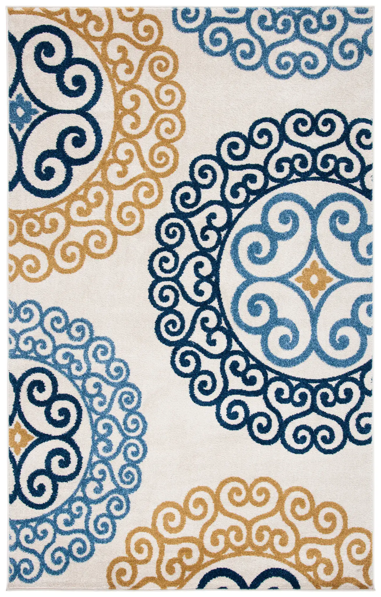 Amherst Scroll Medallion Rug in Ivory / Gold