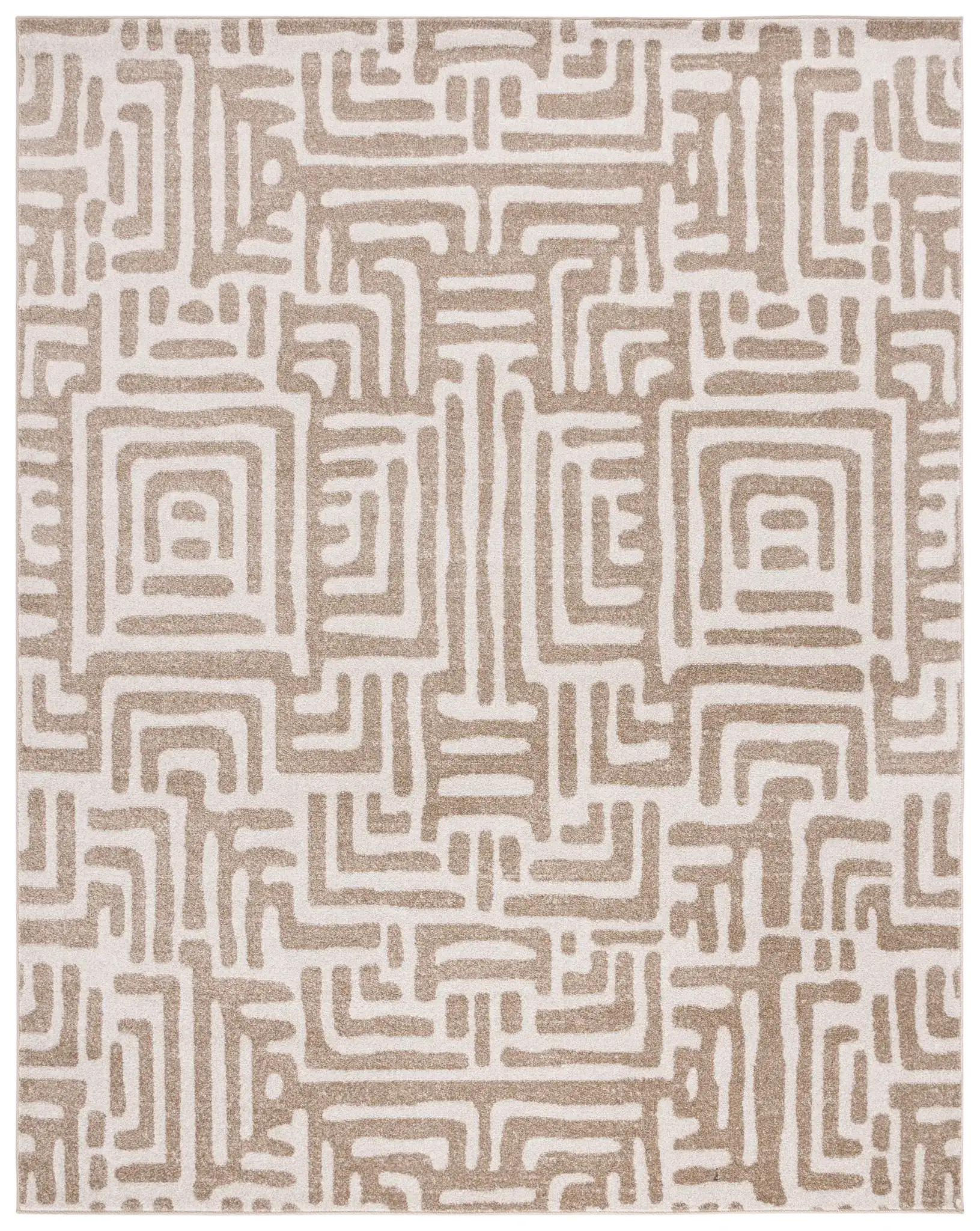 Amherst Interlocking Maze Rug in Beige / Cream