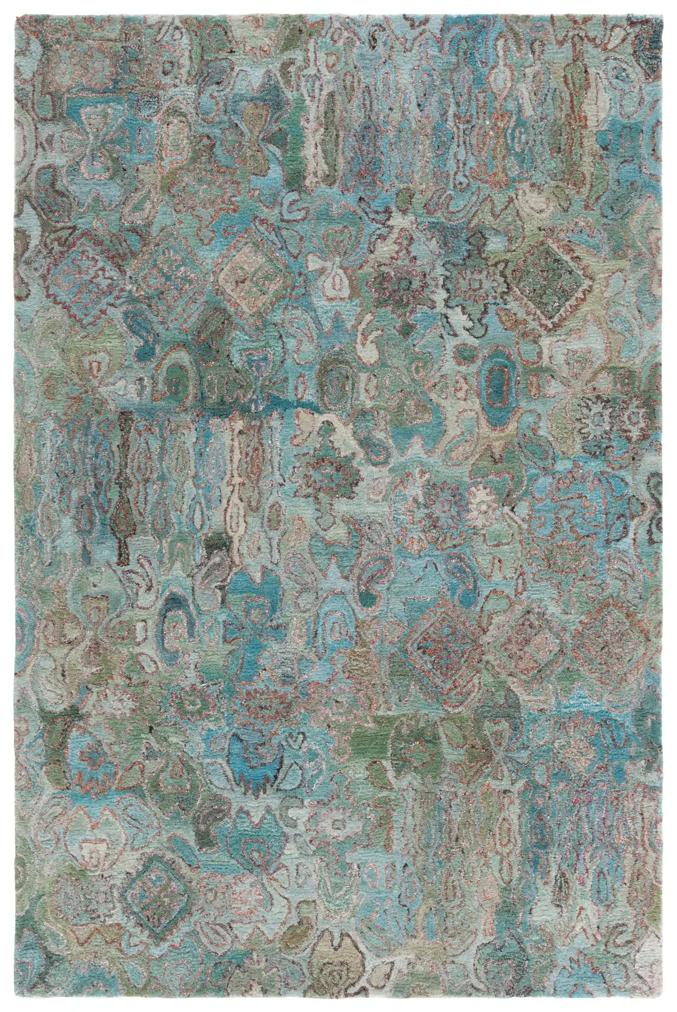 Anatolia Patchwork Hand-Tufted Rug in Teal / Green