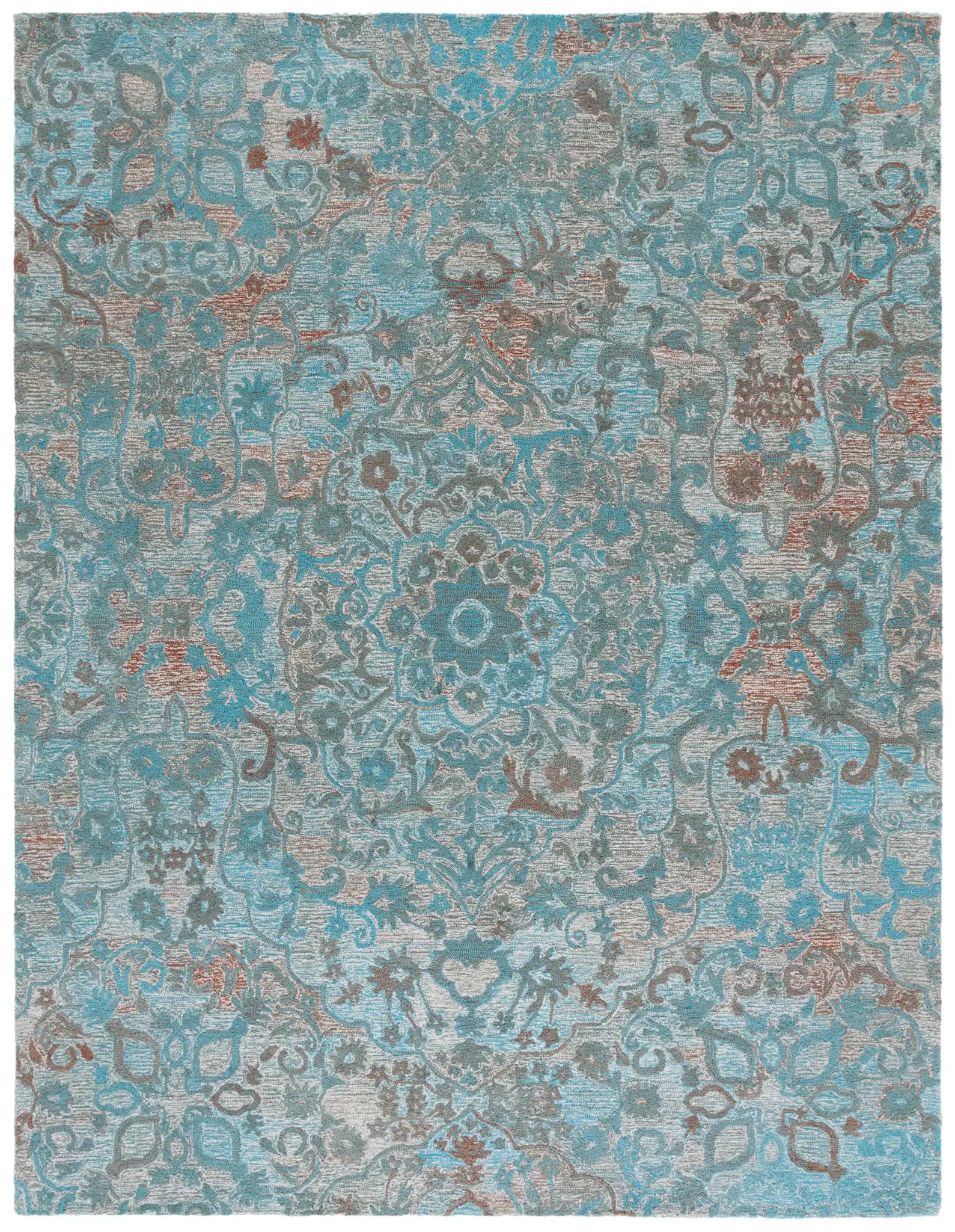 Anatolia Floral Medallion Hand-Tufted Rug in Turquoise / Brown