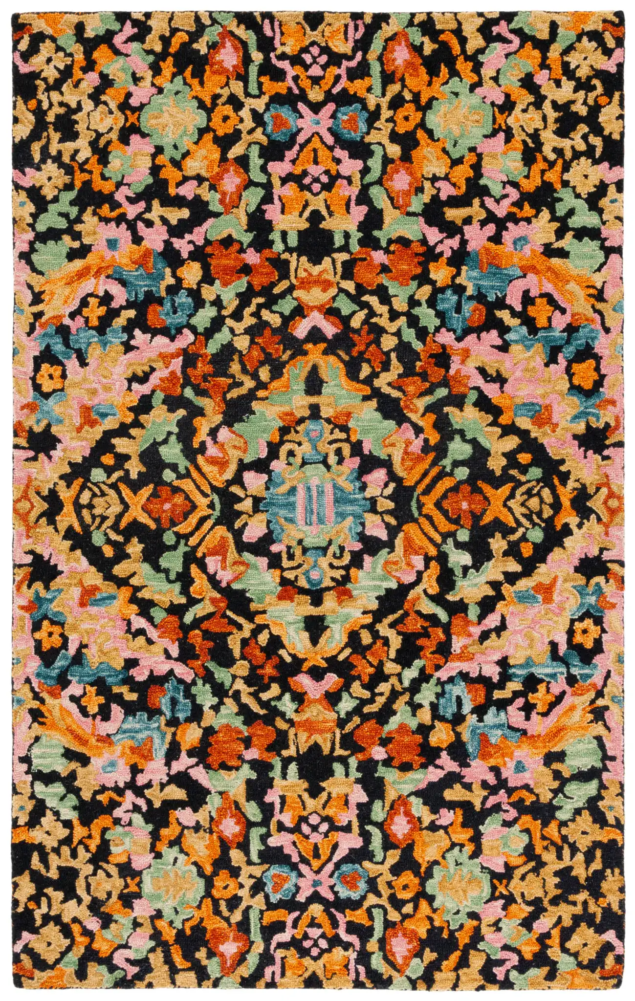 Aspen Mosaic Medallion Hand-Tufted Wool Rug in Black / Rust