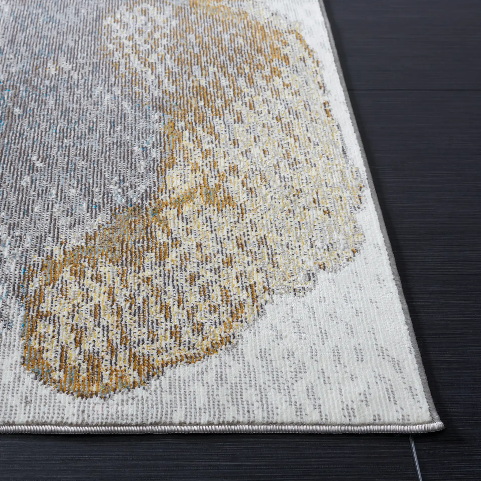 Aria Abstract Painterly Rug in Ivory / Navy in a styled room