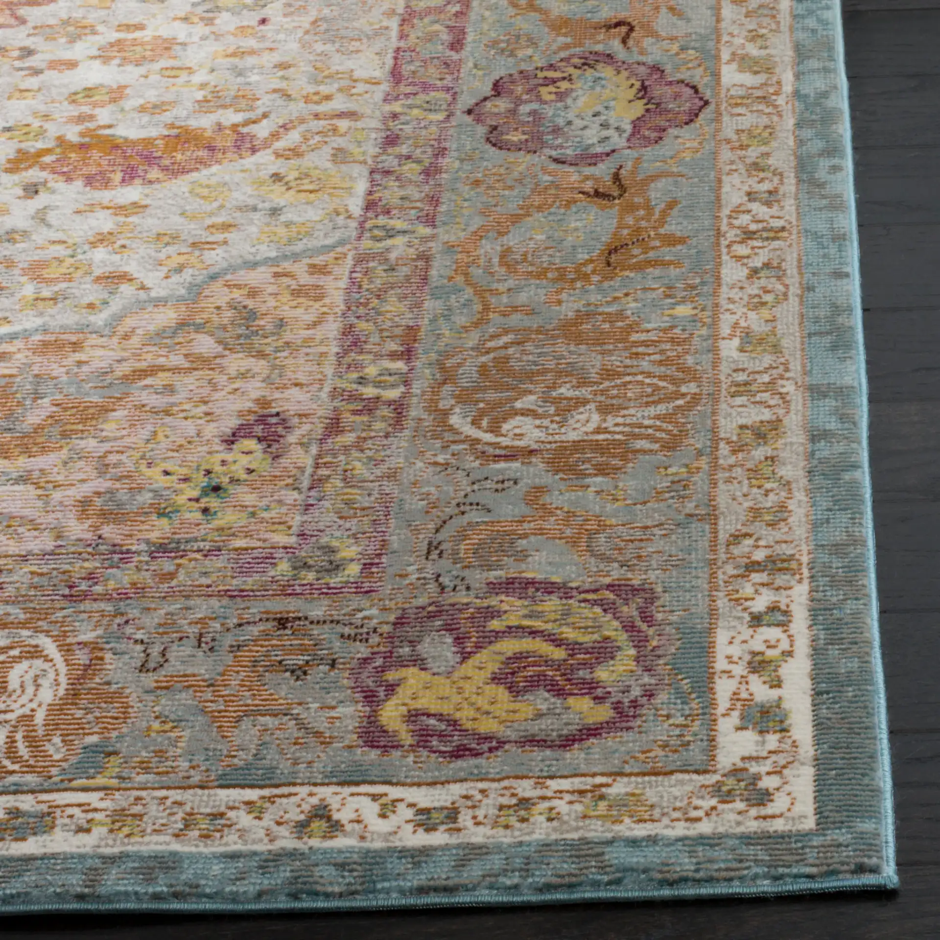 Aria Medallion Animal Rug in Beige / Orange in a styled room