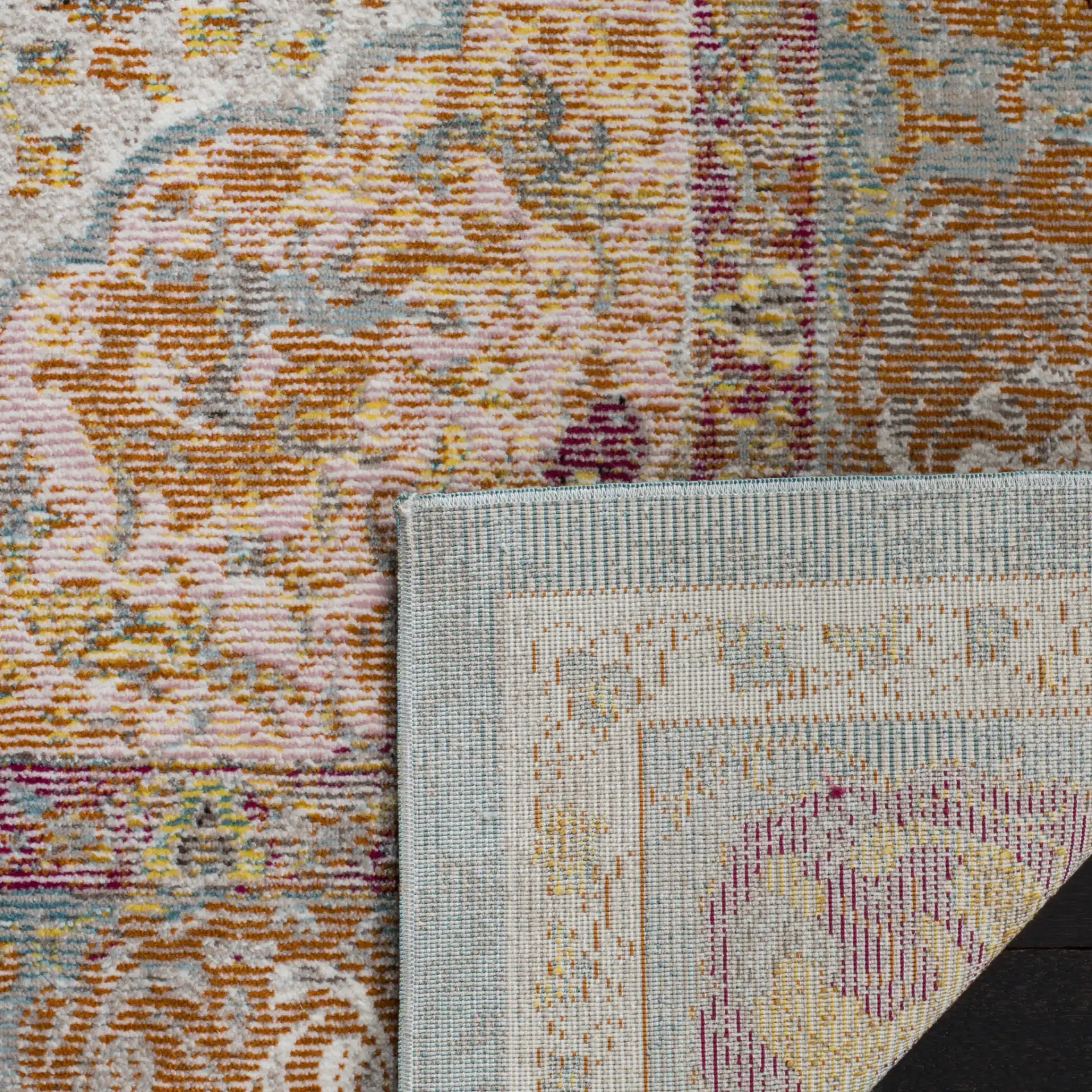 Aria Medallion Animal Rug in Beige / Orange in a styled room