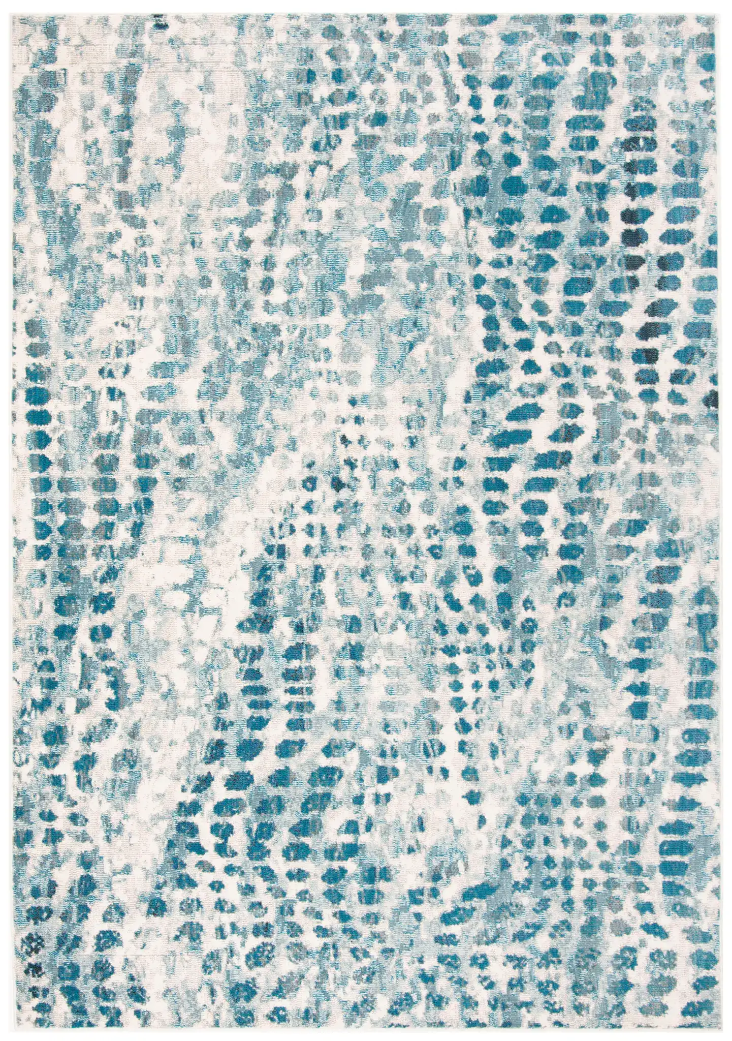 Aria Dotted Wave Rug in Cream / Teal