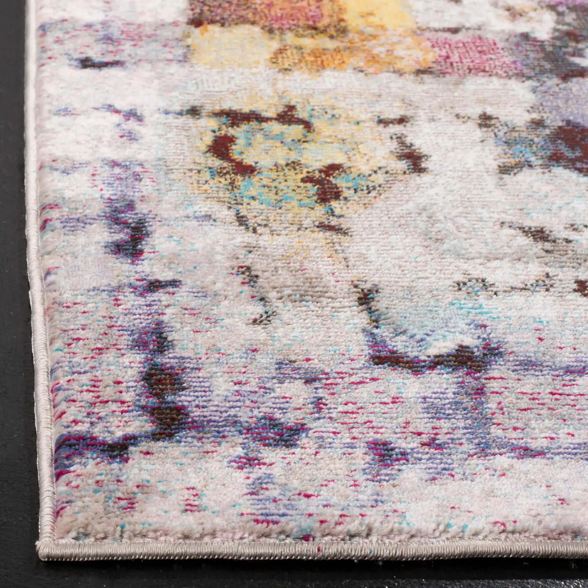 Aria Pixelated Grid Rug in Cream / Rust in a styled room