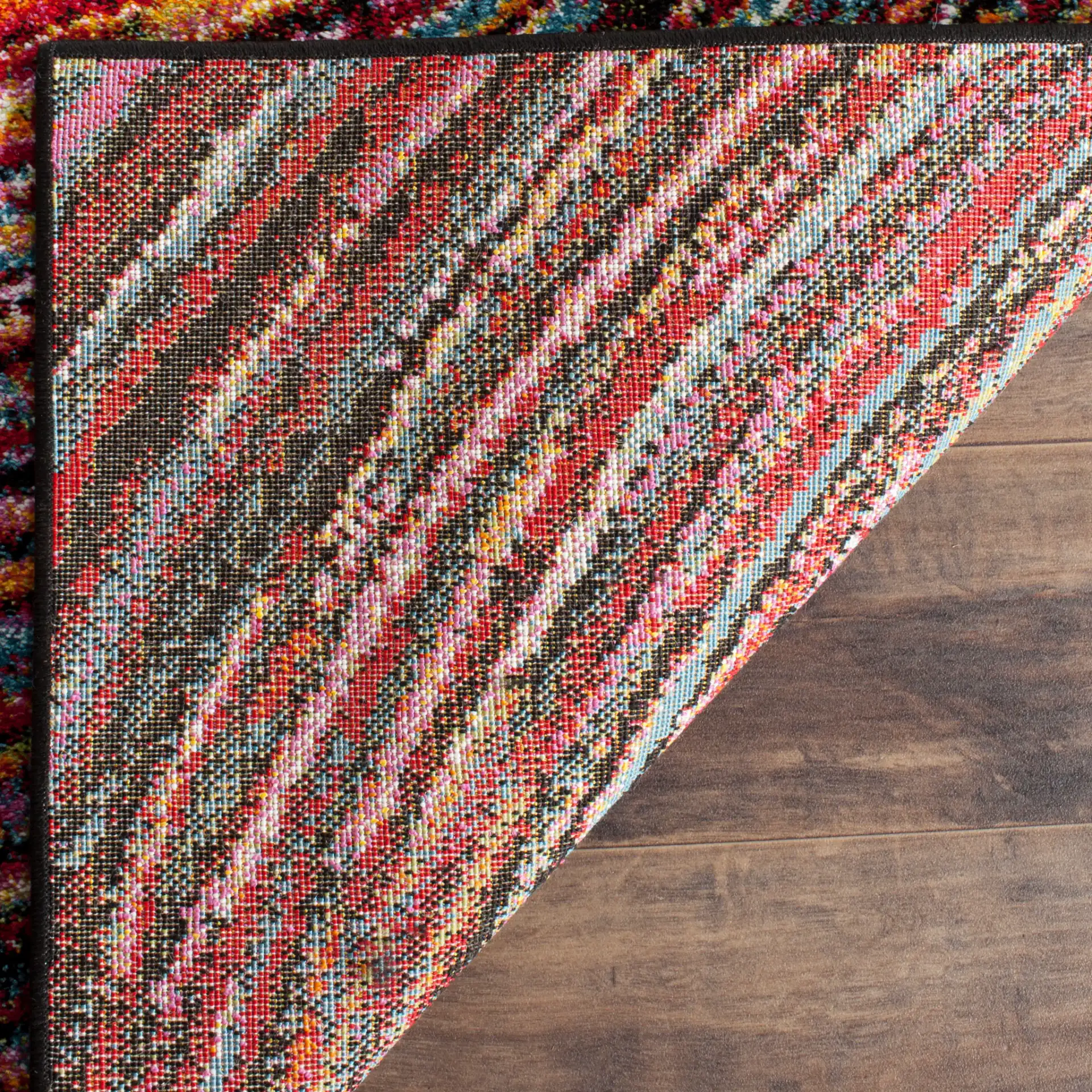 Aruba Concentric Rings Rug in Multicolor in a styled room