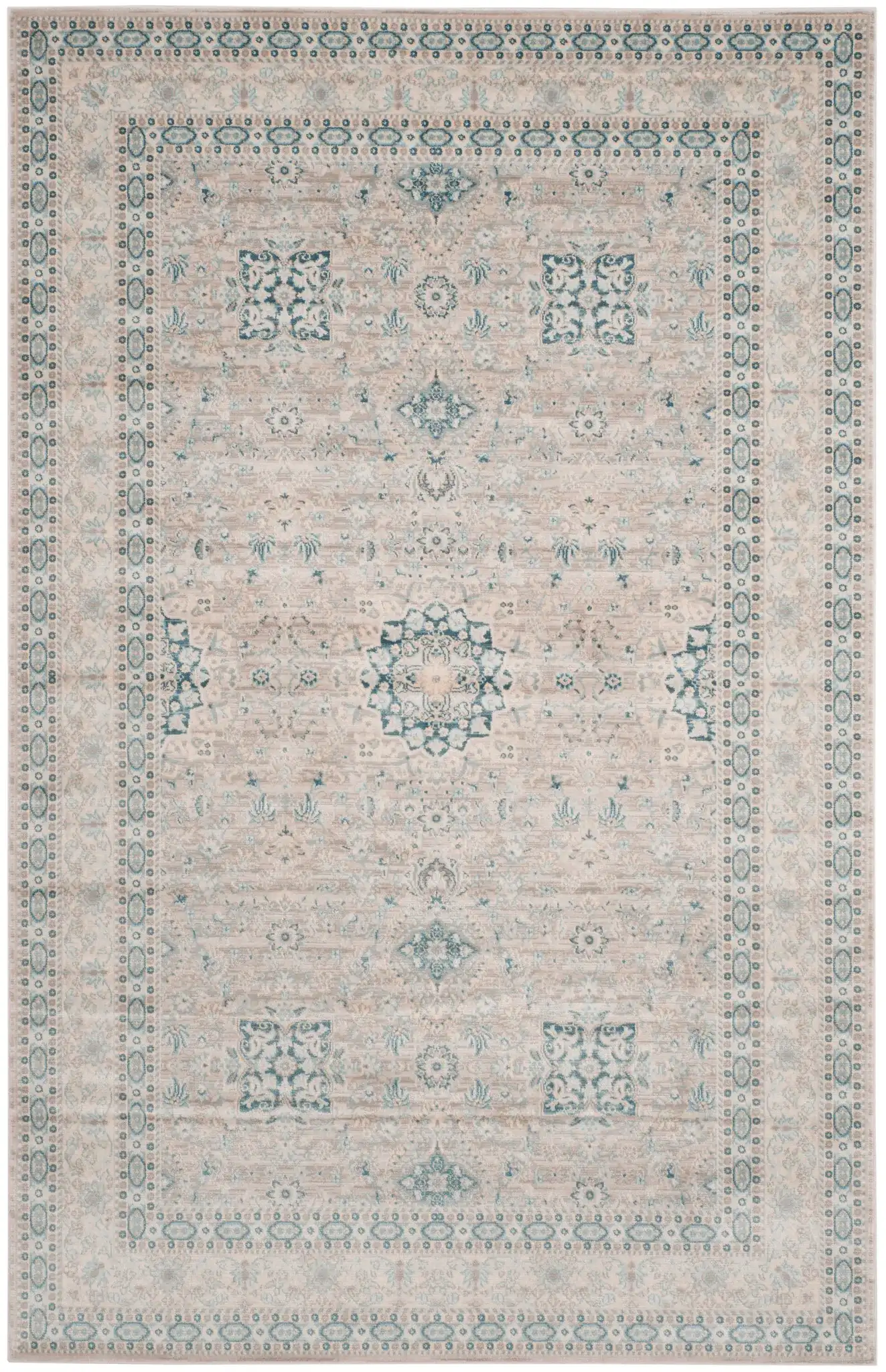 Archive Triple Medallion Rug in Gray / Blue, detail view