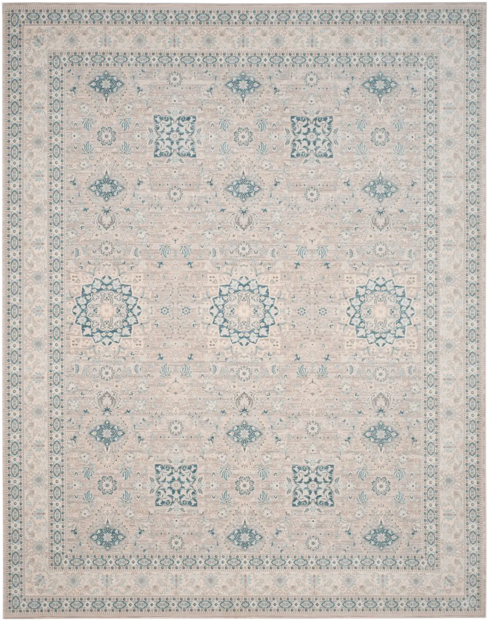 Archive Triple Medallion Rug in Gray / Blue, detail view