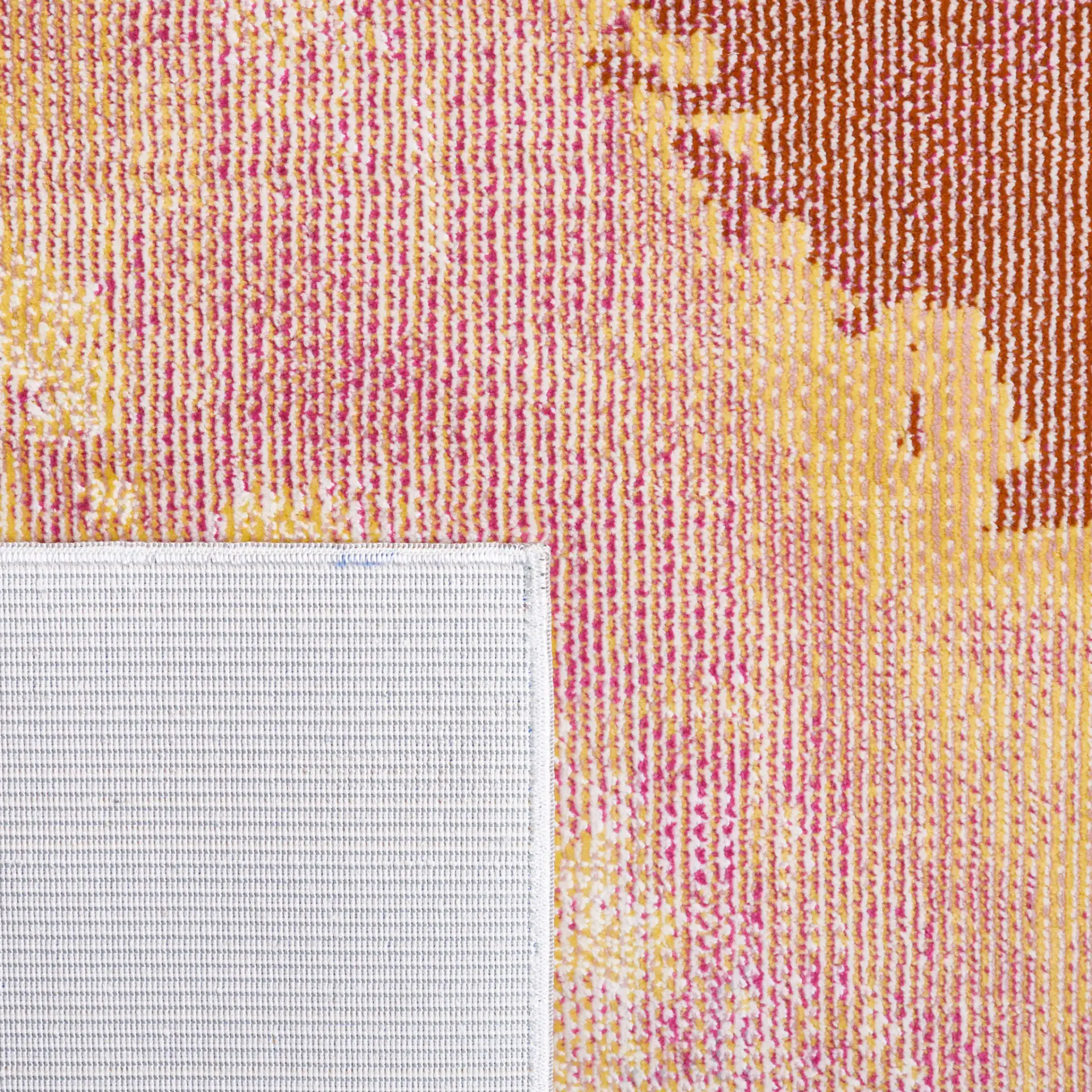 Art Studio Painterly Brushstroke Rug in Ivory / Rust in a styled room