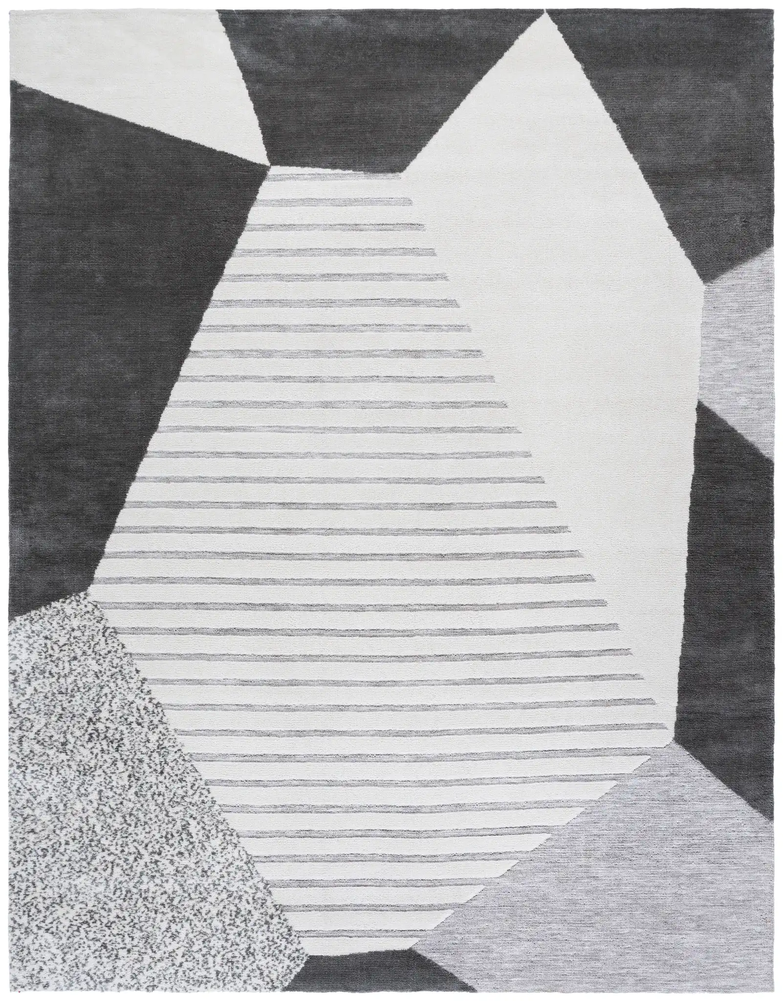Audrey Abstract Block Rug in Gray / Ivory