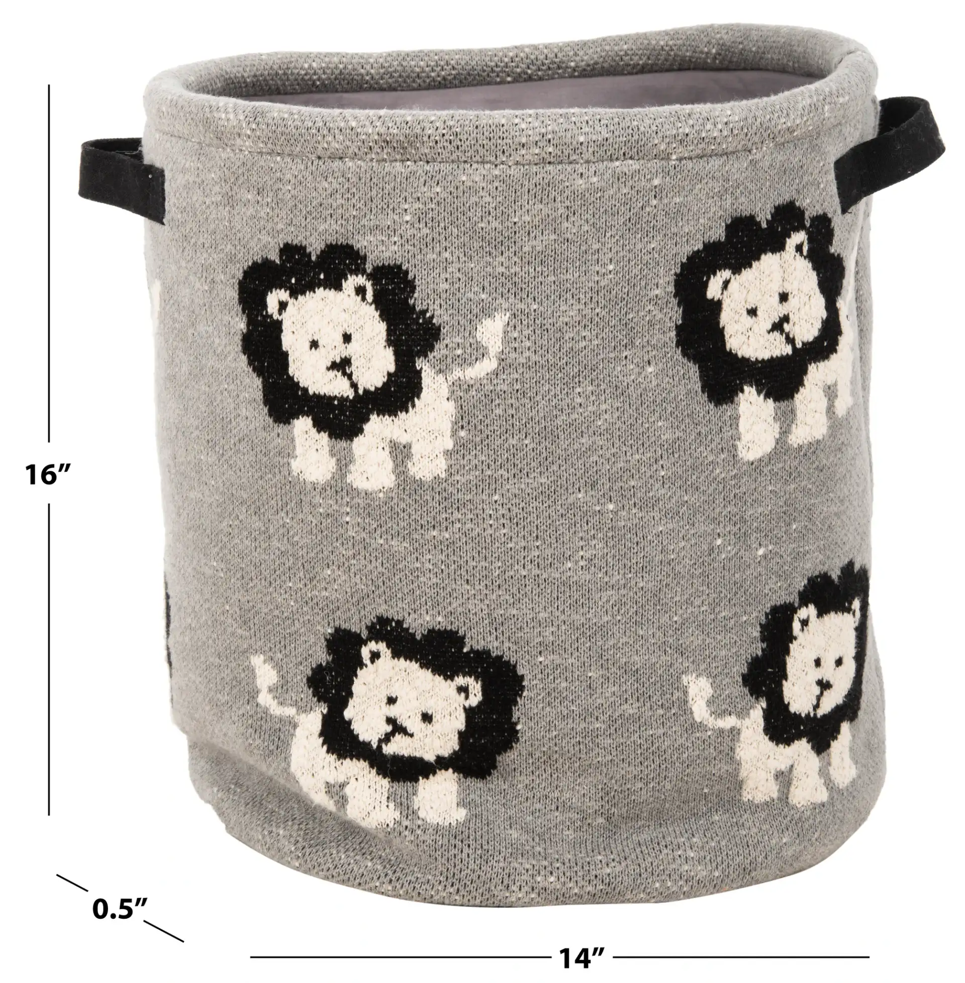 Leo Storage Basket in Gray / Black, detail view