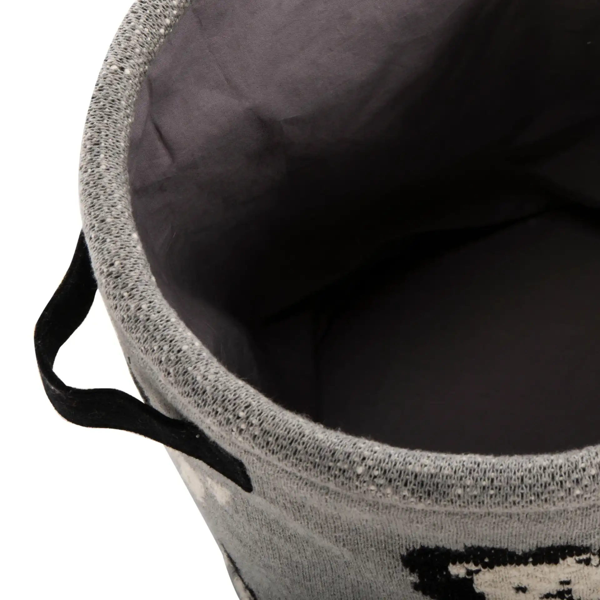 Leo Storage Basket in Gray / Black in a styled room