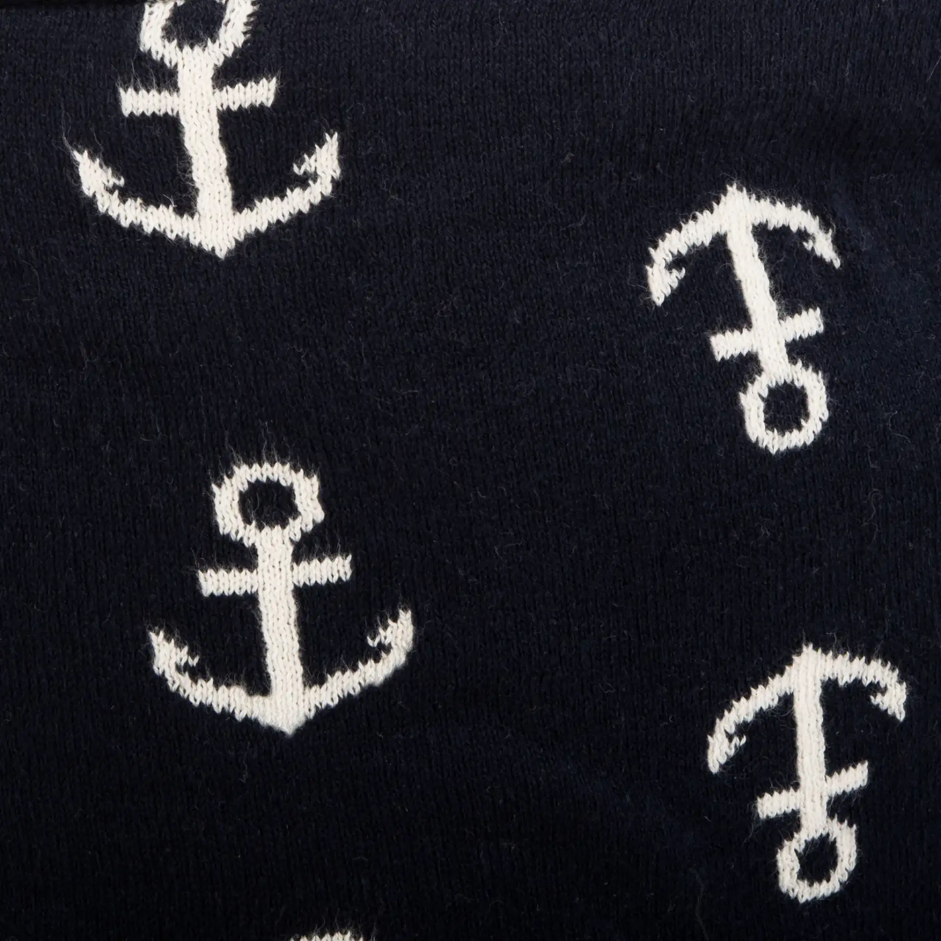 Anchor Storage Basket in Navy Blue / White in a styled room
