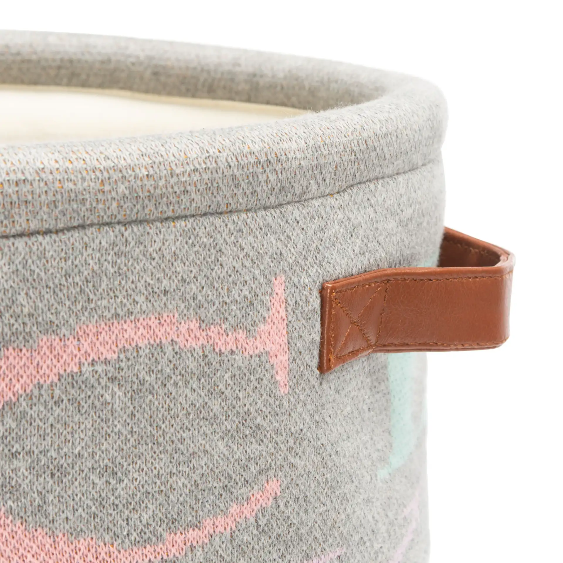 Alphabet Basket in Gray in a styled room
