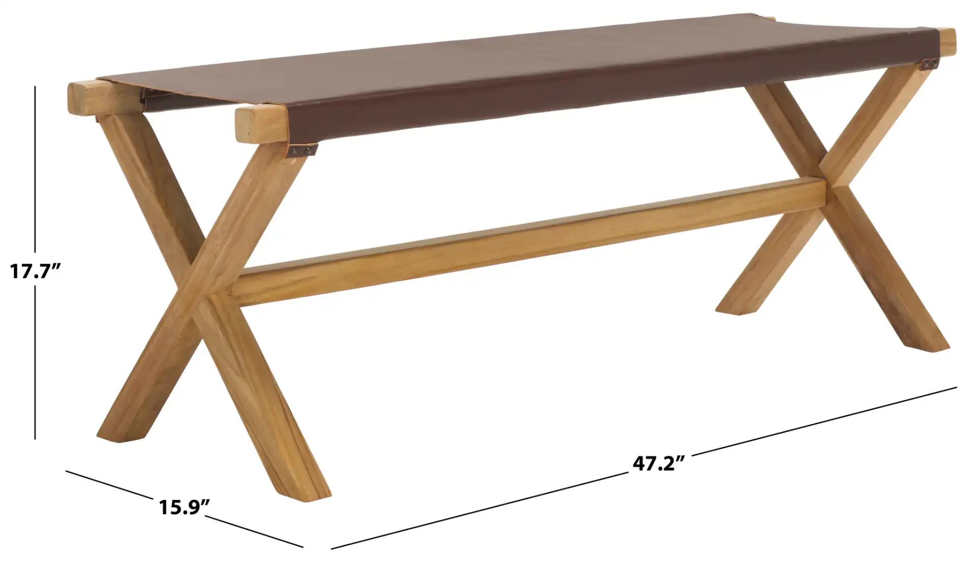 Elron Bench in Cognac / Natural, detail view