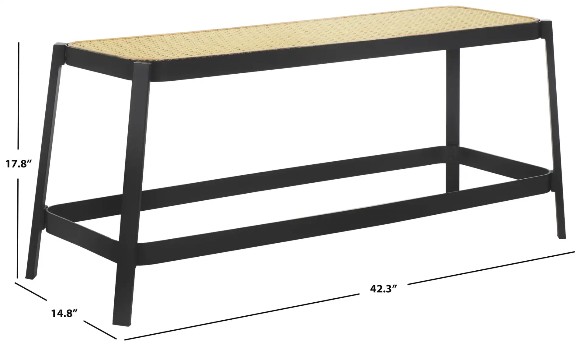 Jaguar Cane Bench in Black / Natural, detail view
