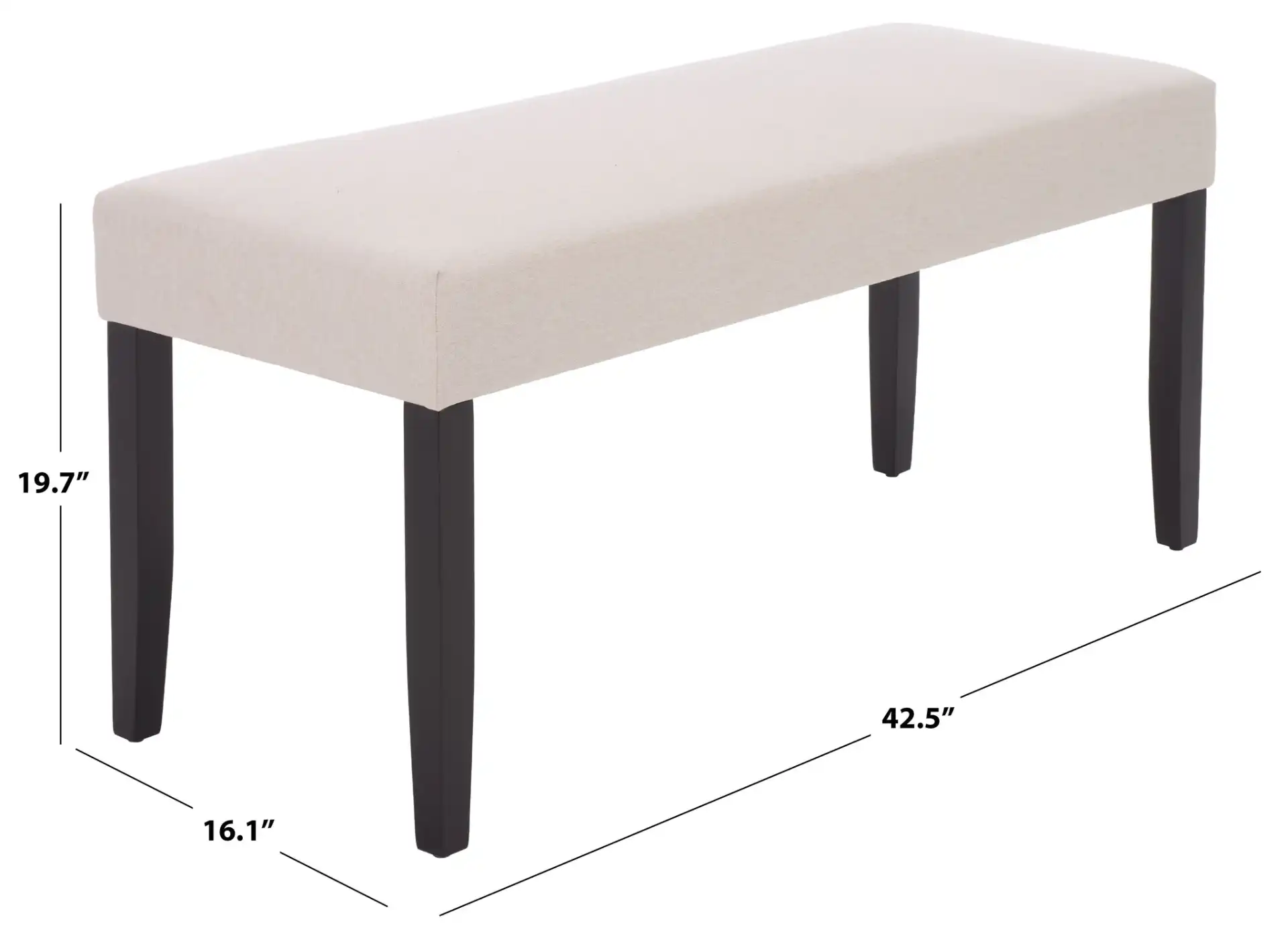 Parkside Dining Bench in Cream / Black, detail view