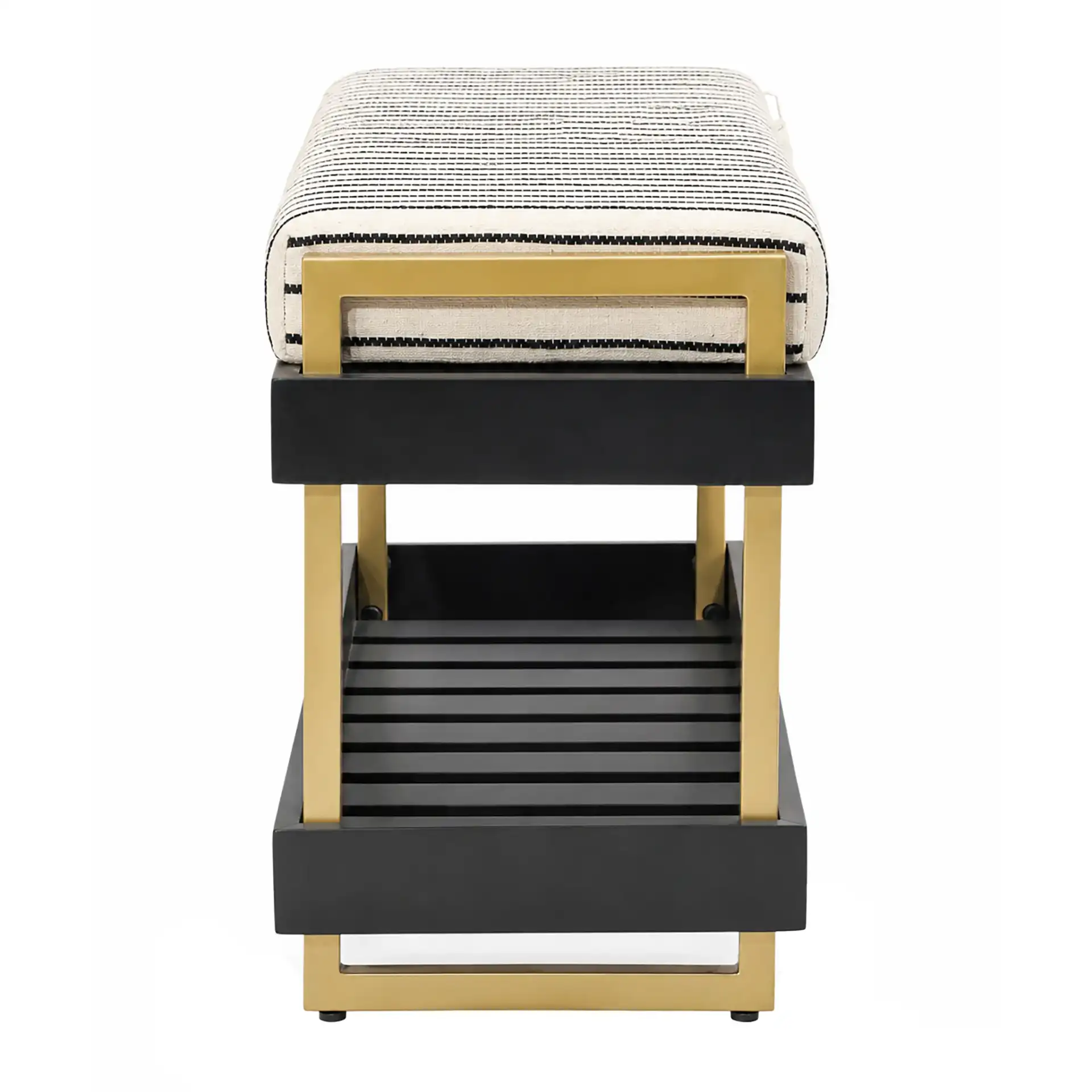 Bridgette Bench With Shelf in Black&White / Gold