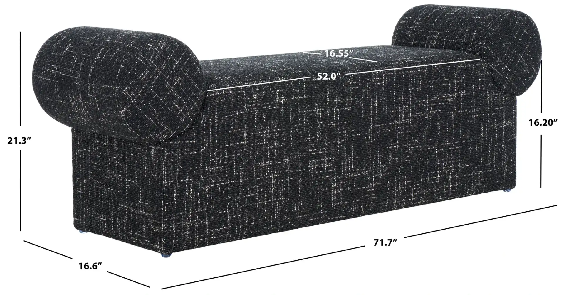 Algernon Bench in Black W / White, detail view