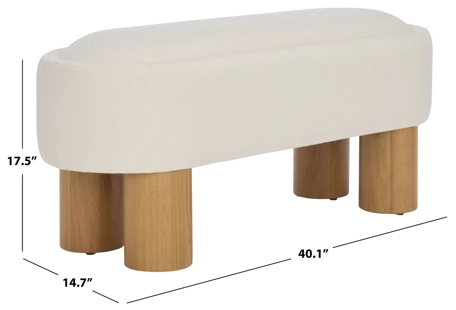 Posner Bench in Ivory / Natural, detail view