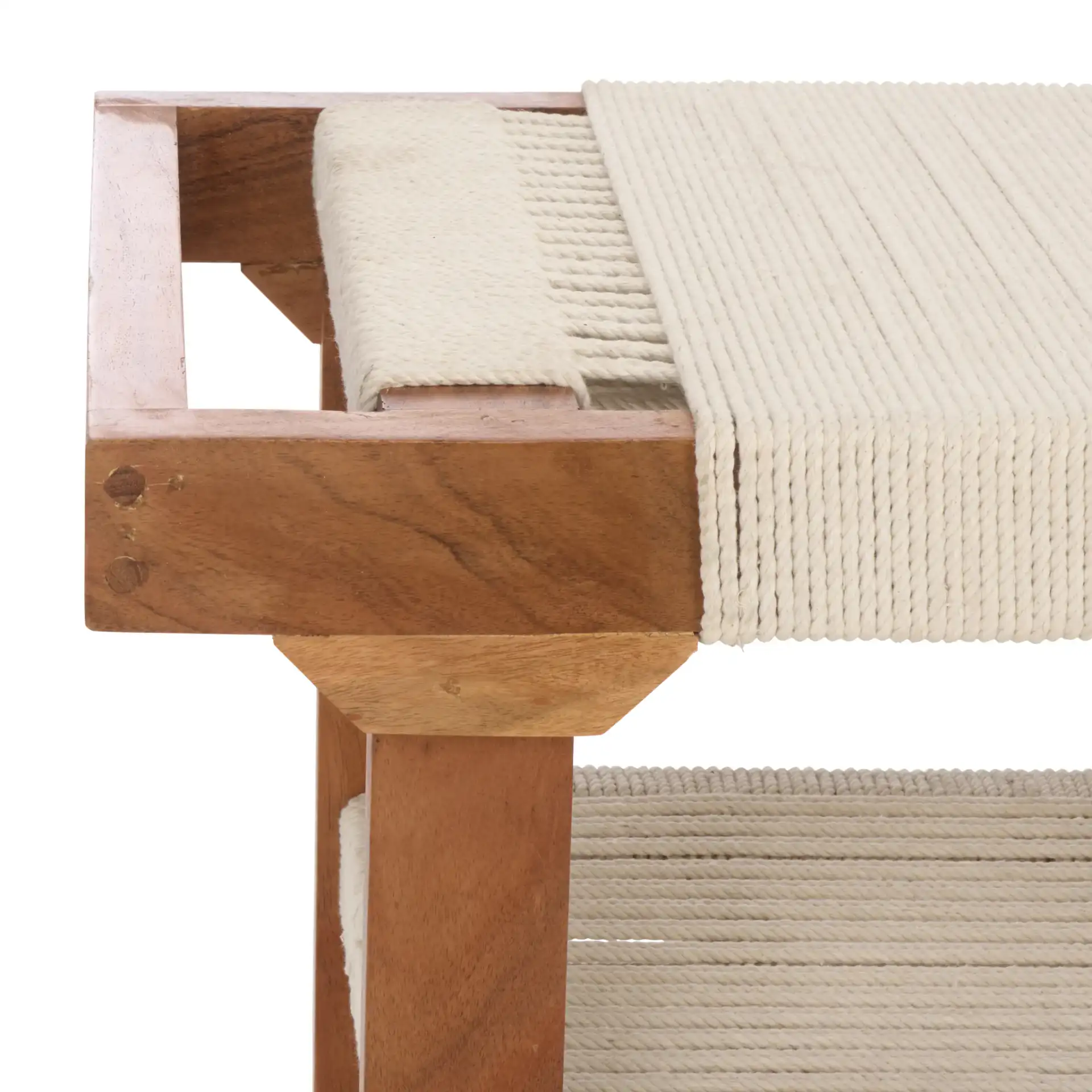 Munich Bench With Shelf in Beige Black / Natural in a styled room