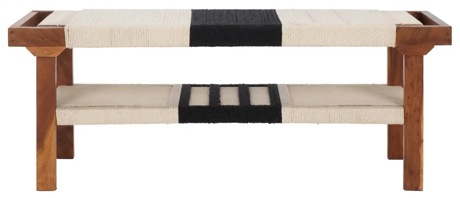 Munich Bench With Shelf in Beige Black / Natural, detail view