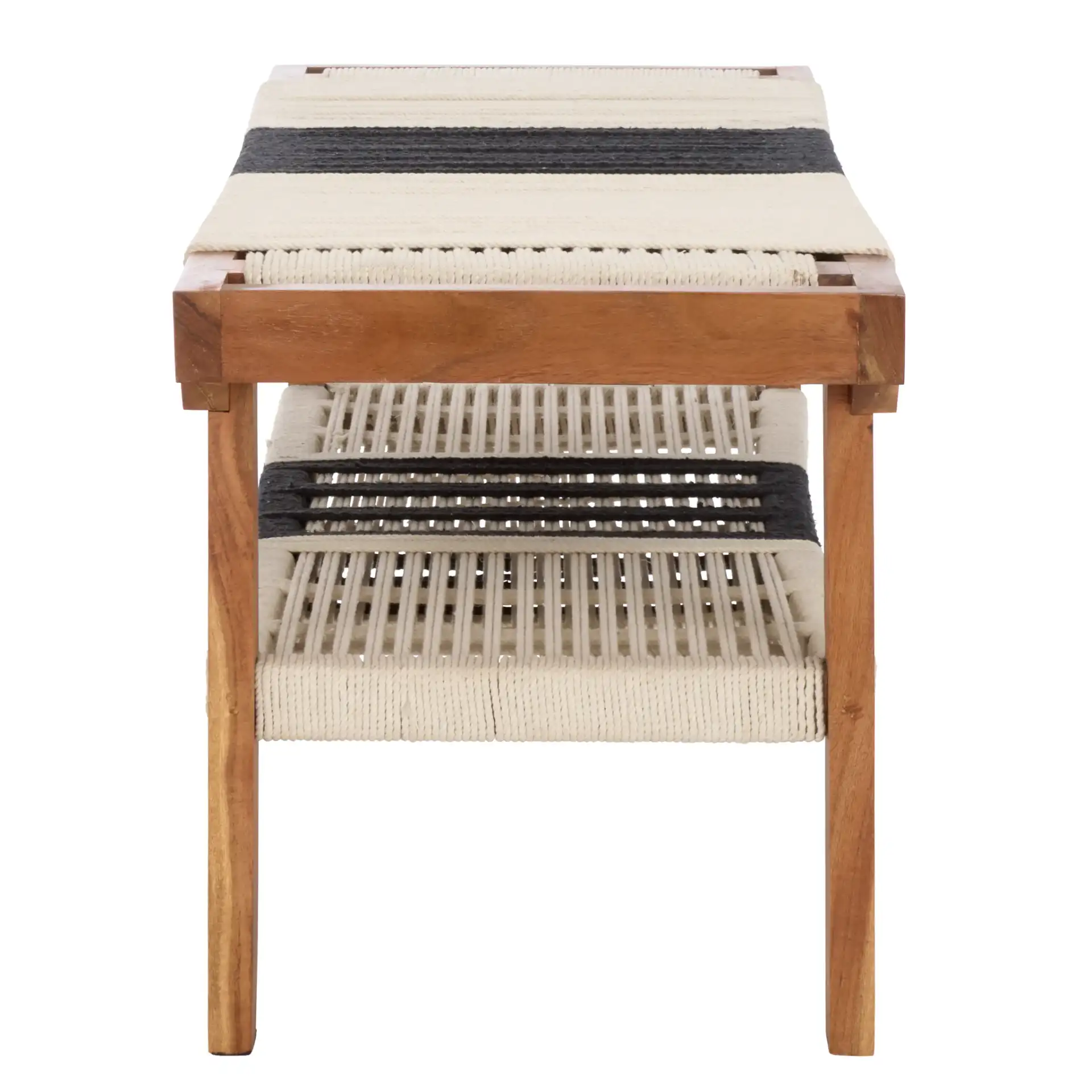 Munich Bench With Shelf in Beige Black / Natural, detail view
