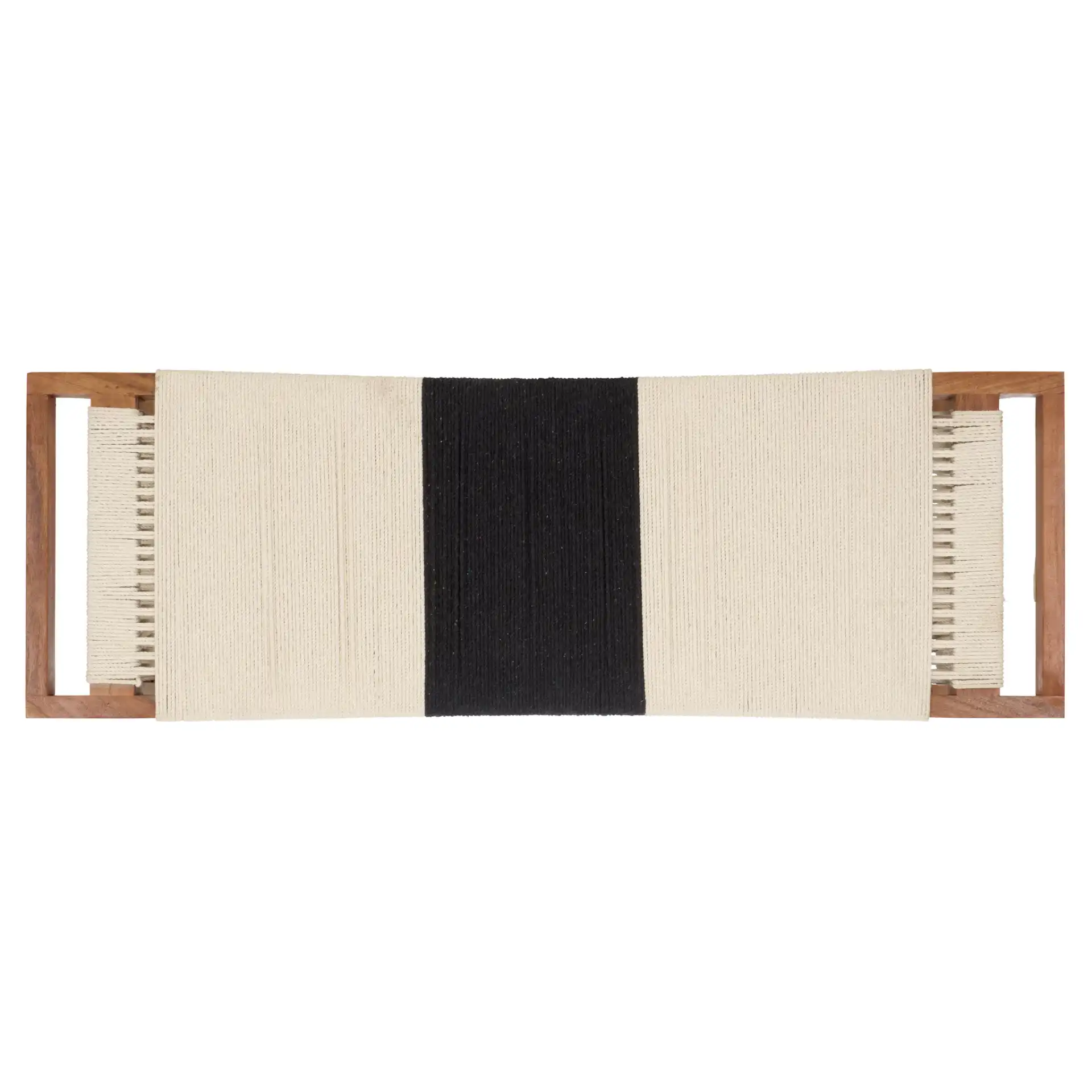 Munich Bench With Shelf in Beige Black / Natural, detail view
