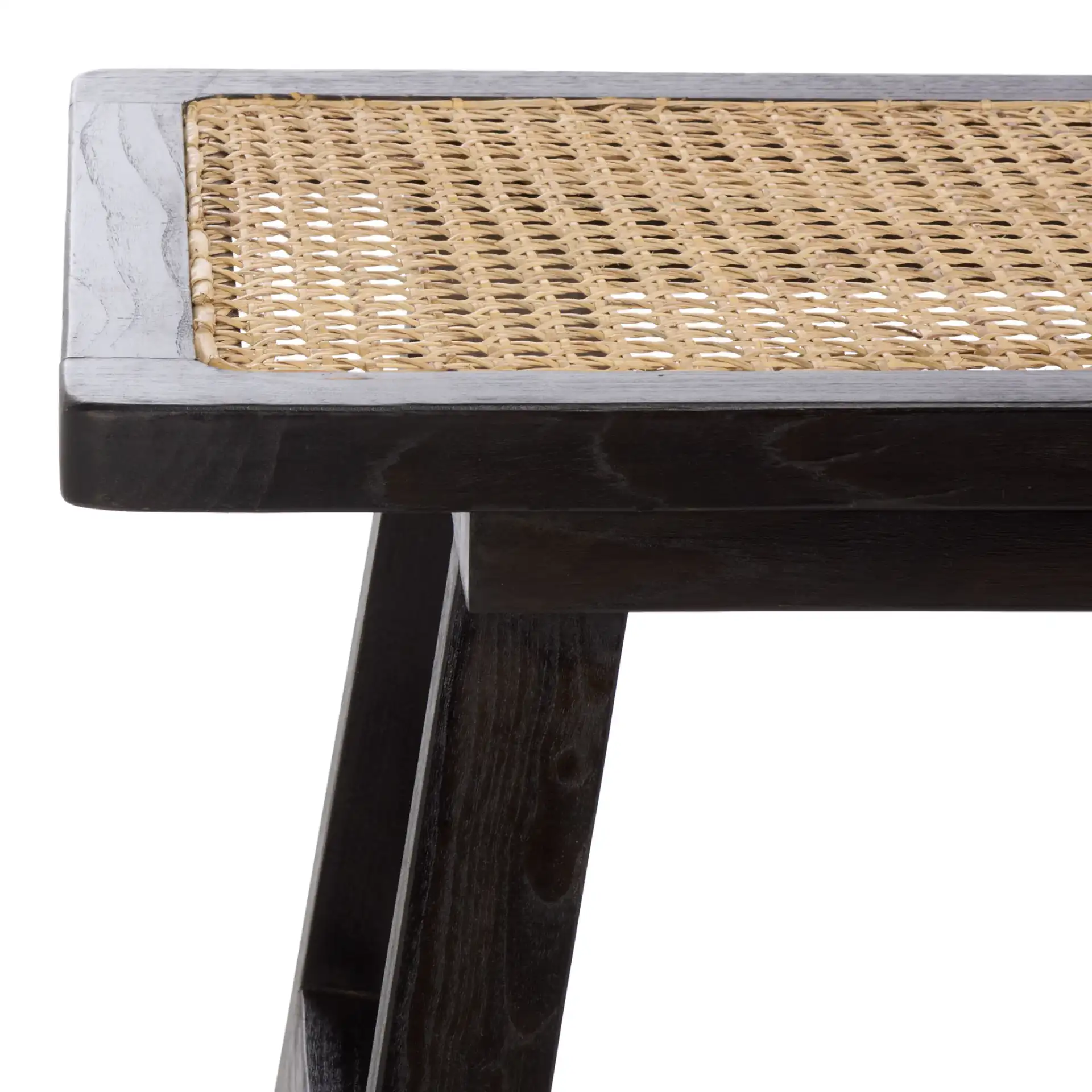 Henrik Cane Bench in Black / Natural in a styled room