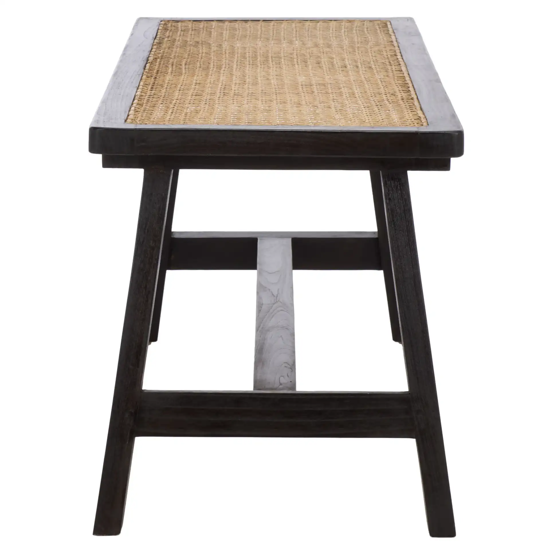 Henrik Cane Bench in Black / Natural, detail view