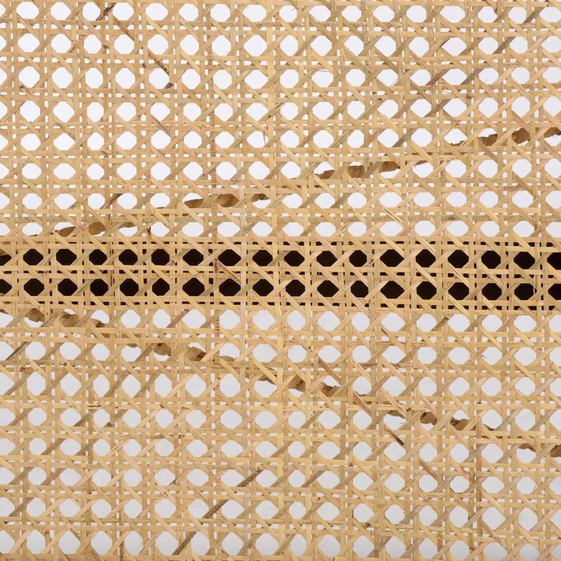 Henrik Cane Bench in Black / Natural, detail view