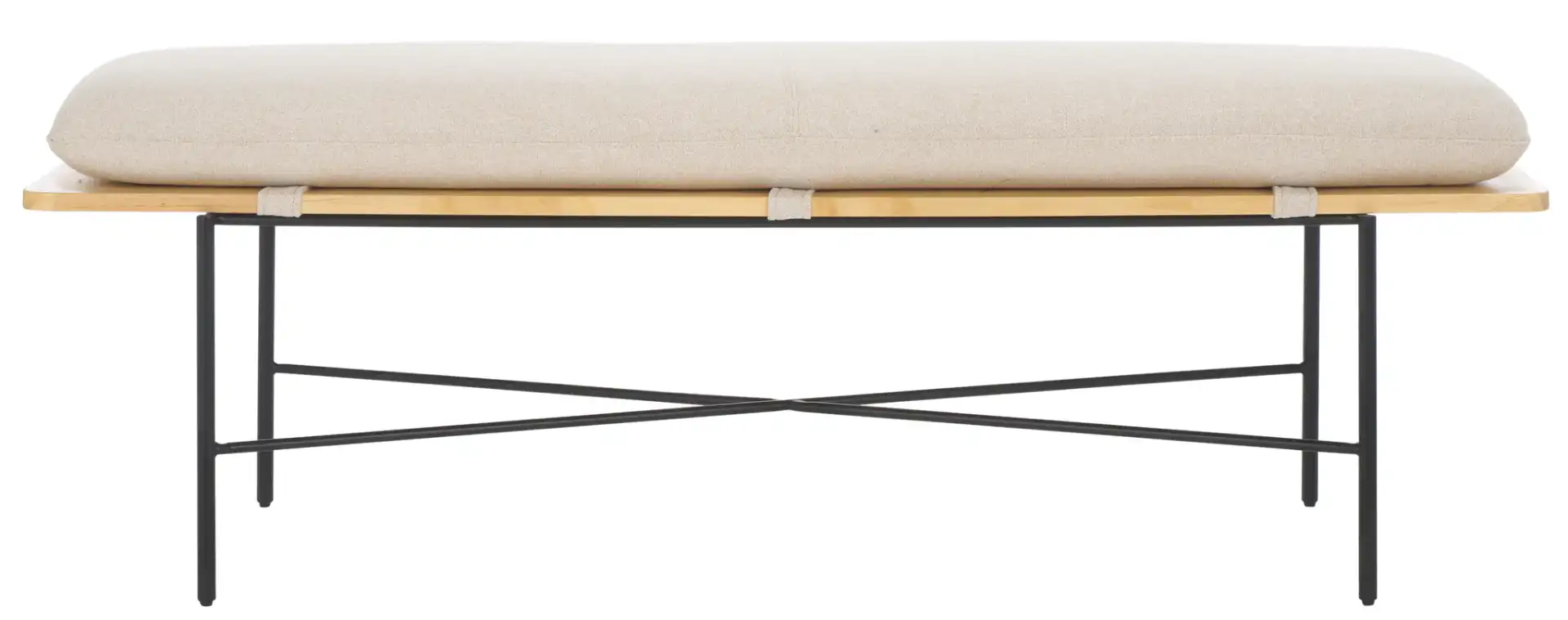 Emric Bench in Cream / Black, detail view