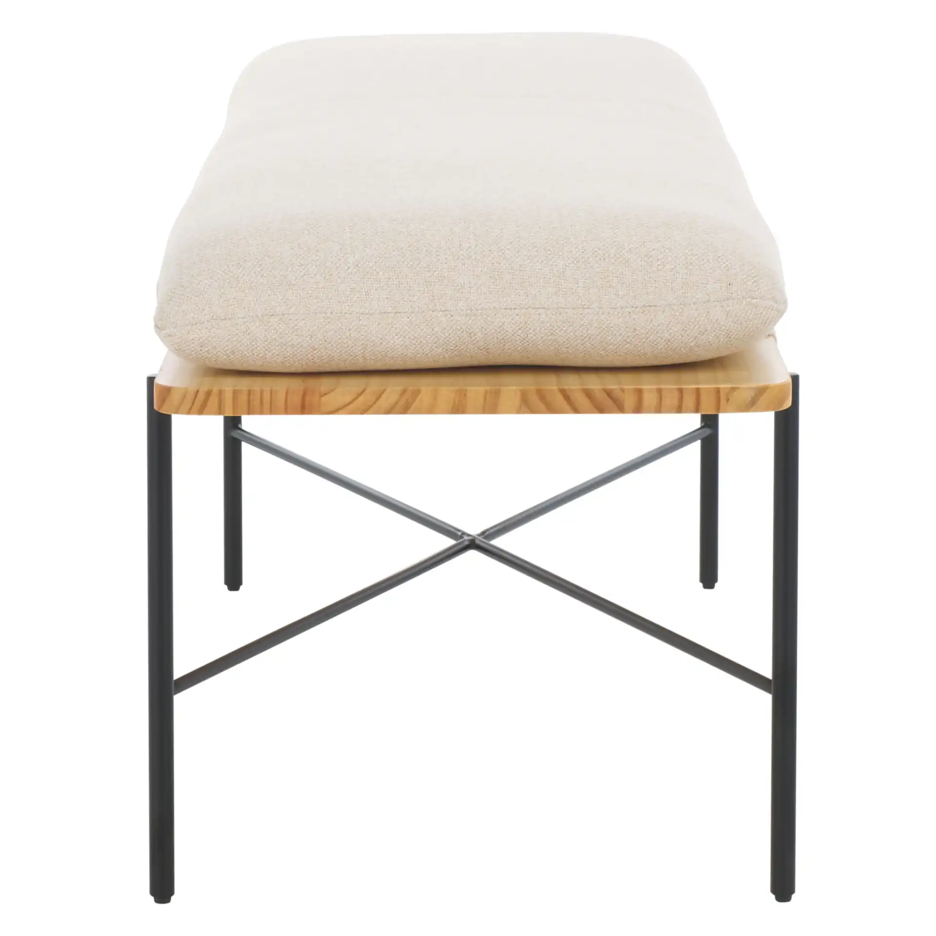 Emric Bench in Cream / Black, detail view
