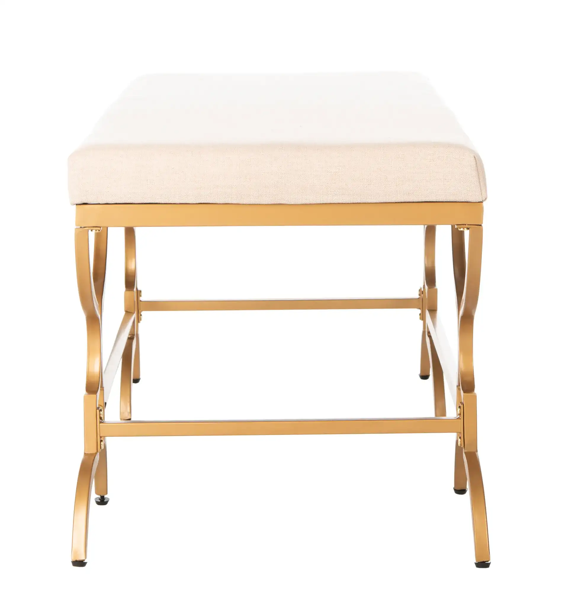 Juliet Rectangular Bench in Emerald / Gold, detail view
