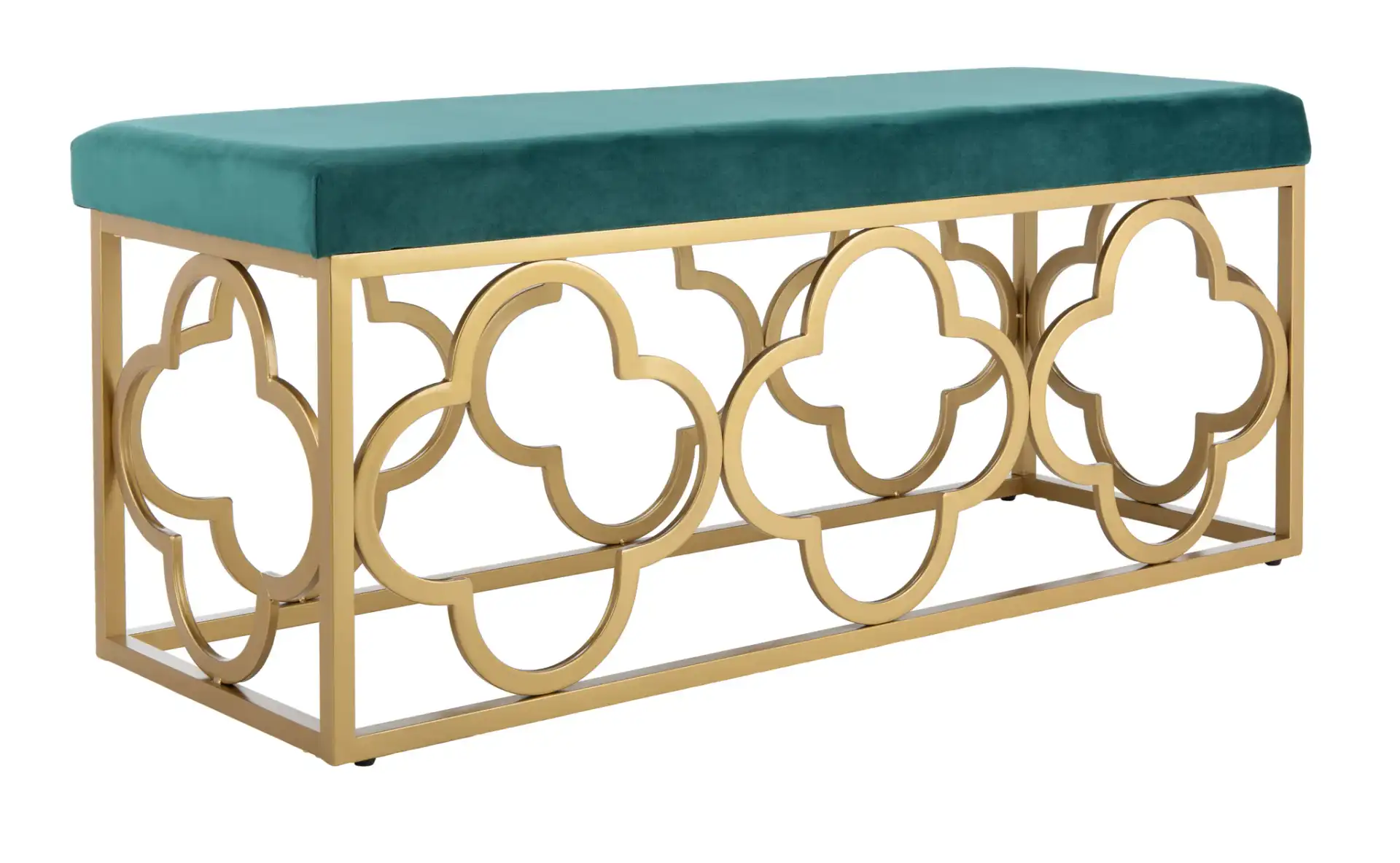 Fleur Rectangle Bench in Gray / Gold, detail view