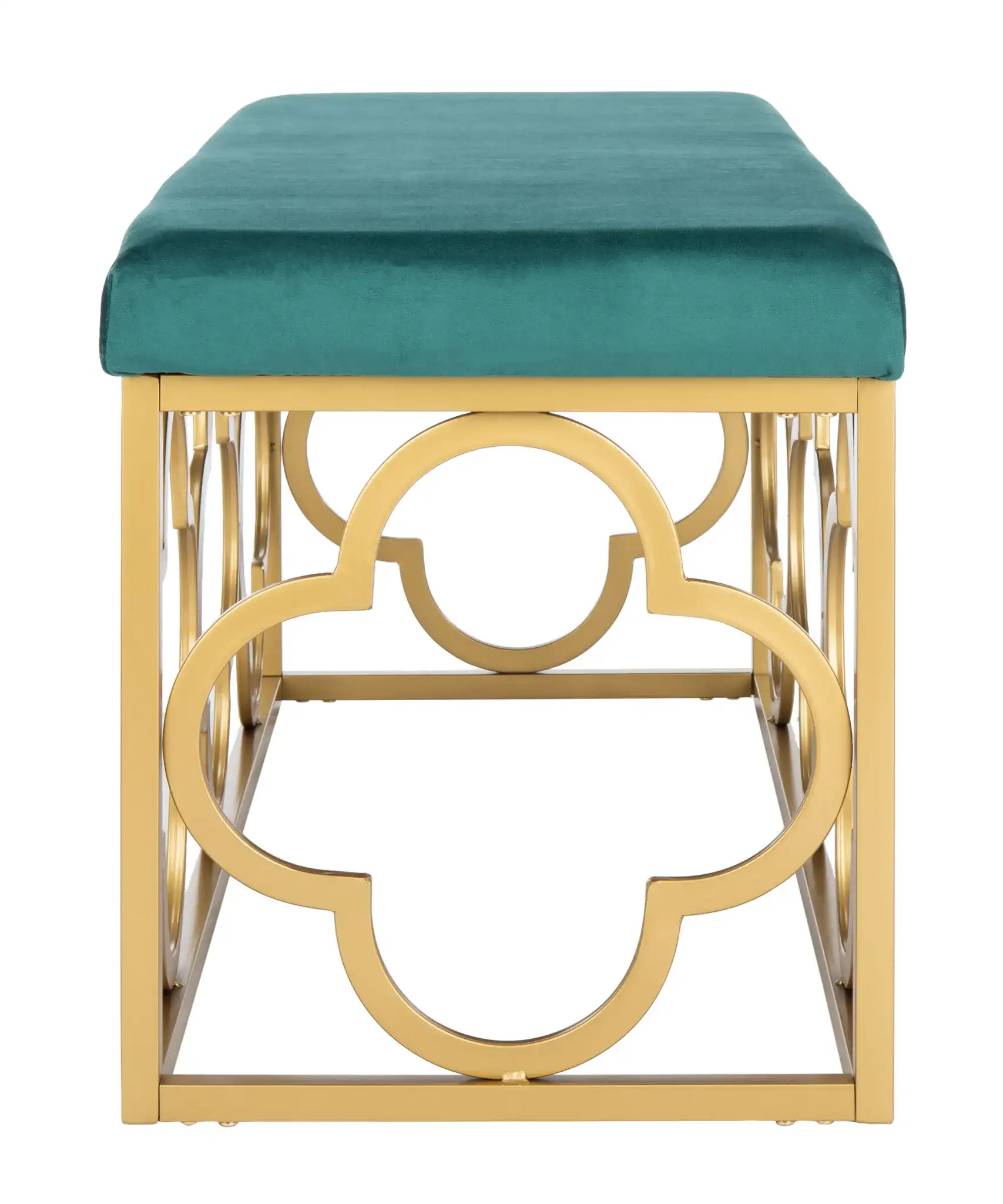 Fleur Rectangle Bench in Gray / Gold, detail view