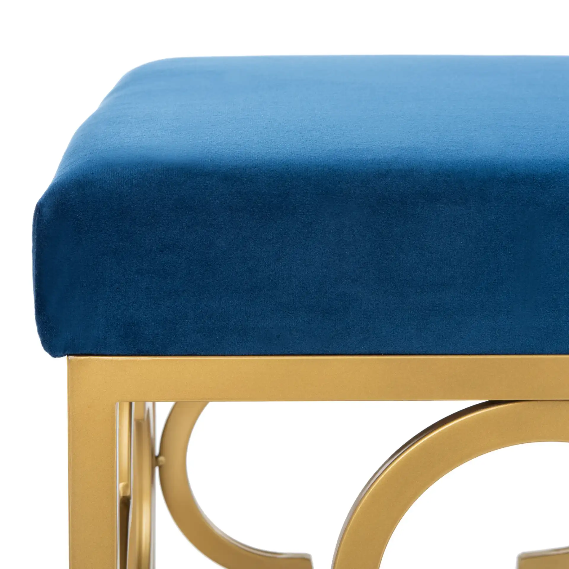 Fleur Rectangle Bench in Gray / Gold in a styled room