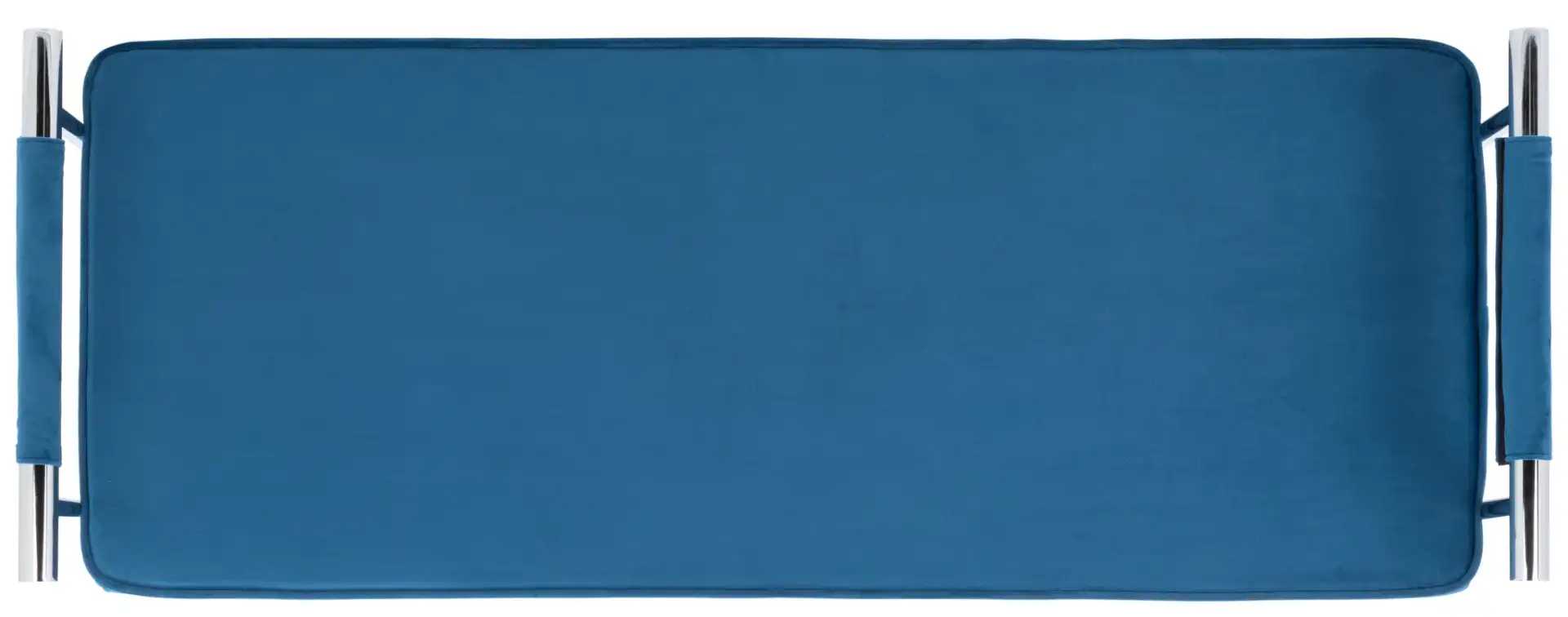 Pim Long Rectangle Bench With Arms in Navy Blue / Chrome, detail view