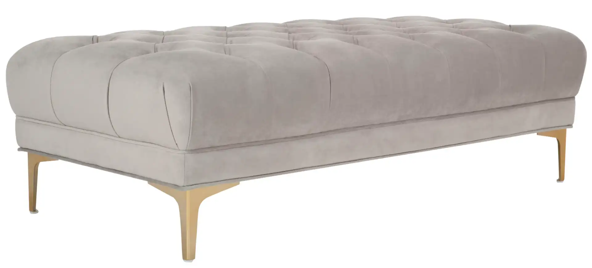 Zarya Tufted Rectangular Bench in Navy Blue / Brass, detail view