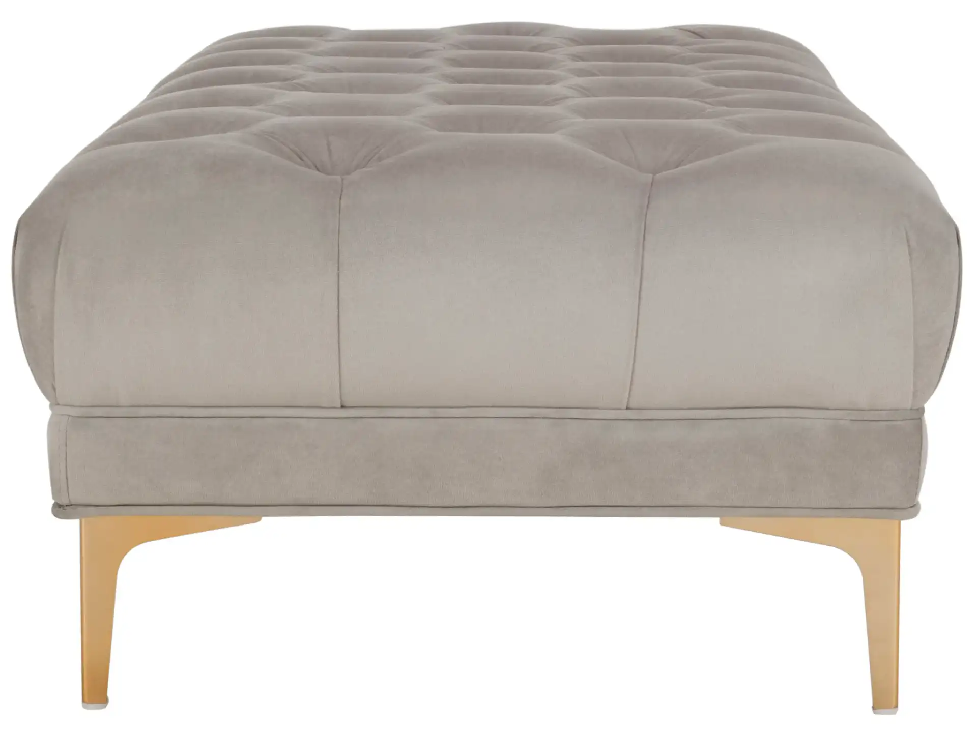 Zarya Tufted Rectangular Bench in Navy Blue / Brass, detail view