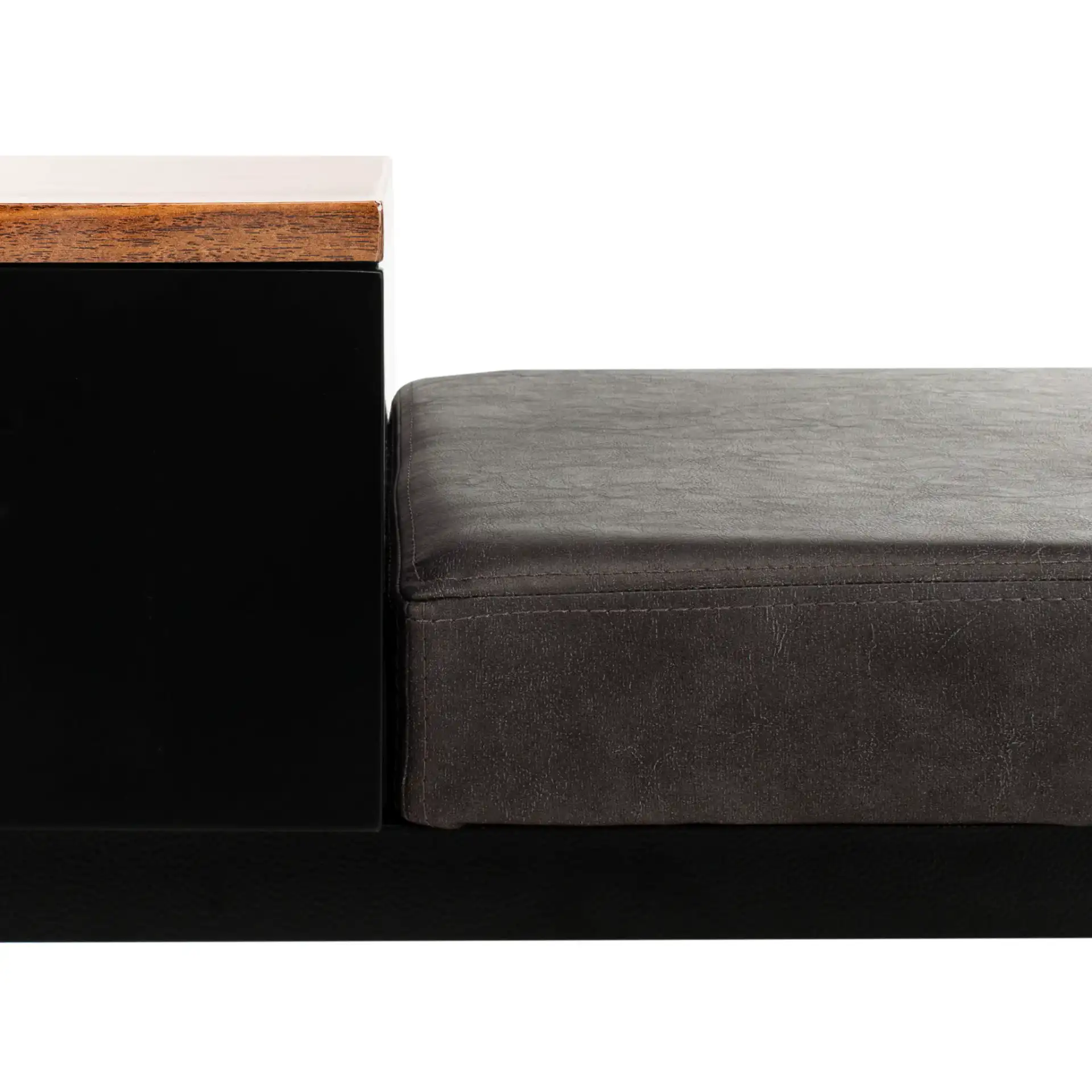 Maruka Bench With Storage in Gray Washed / Dark Green Pu in a styled room
