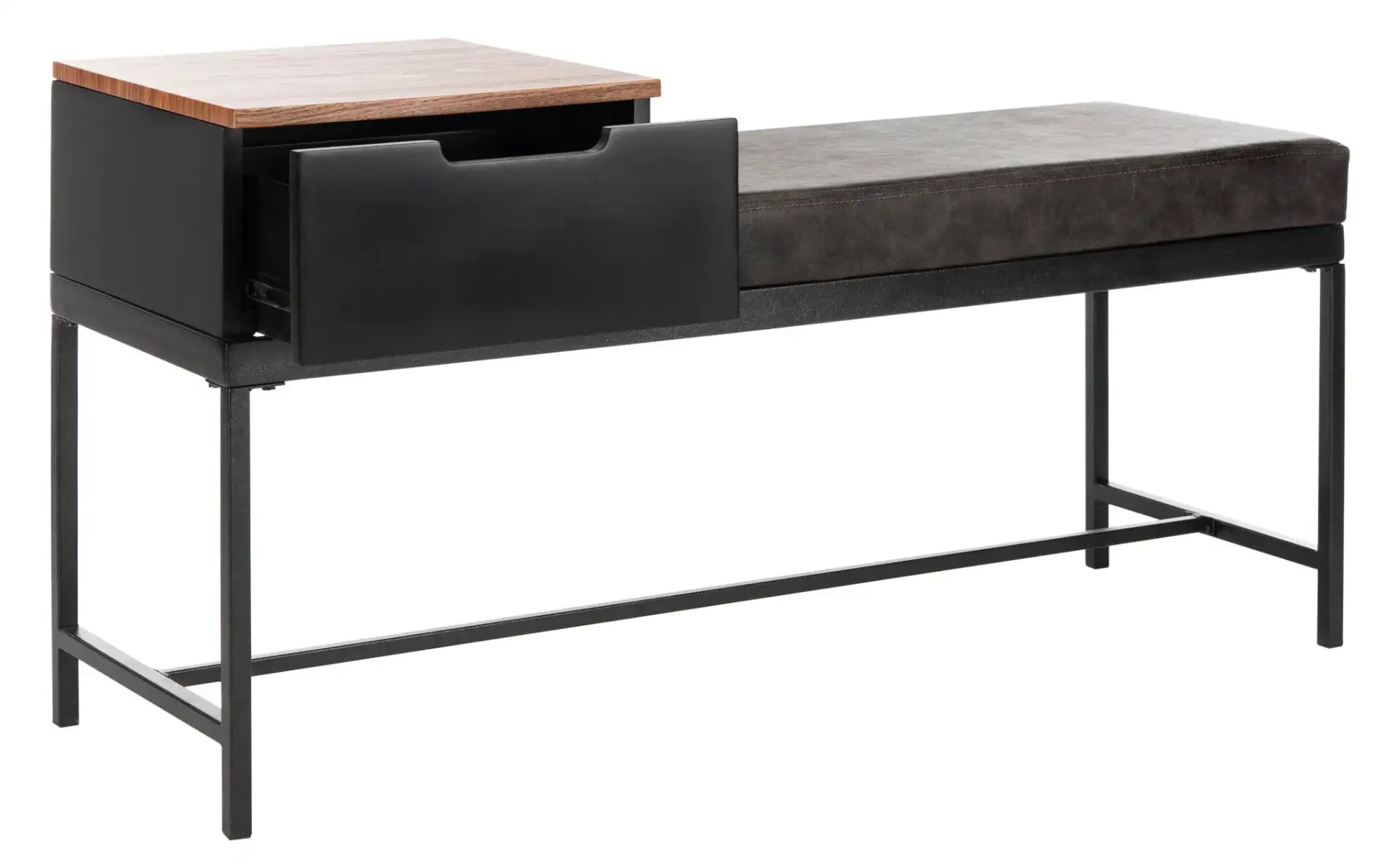 Maruka Bench With Storage in Gray Washed / Dark Green Pu, detail view