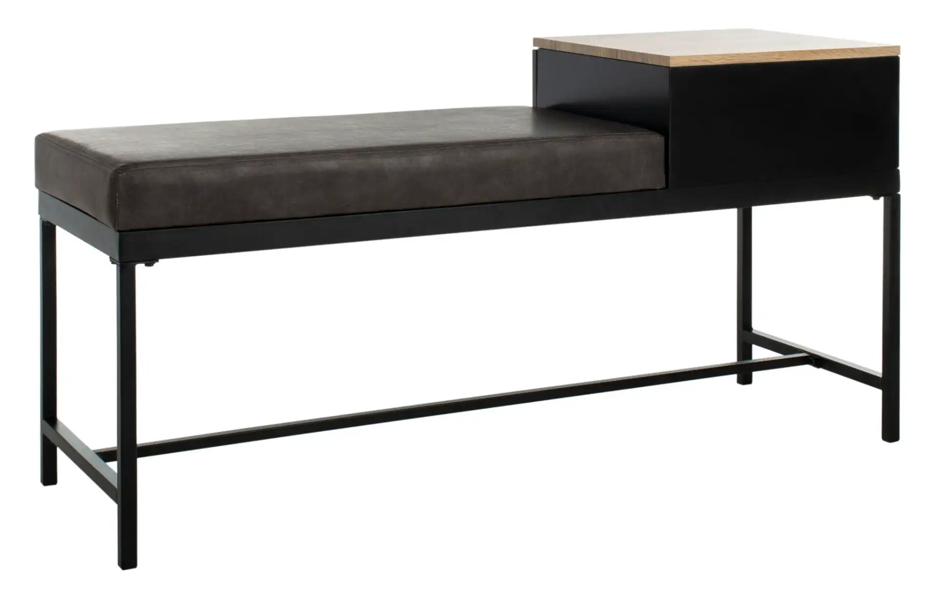 Maruka Bench With Storage in Gray Washed / Dark Green Pu, detail view