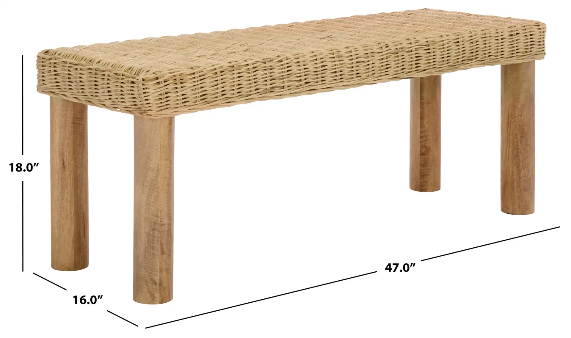 Shazza Weaved Bench in Natural, detail view