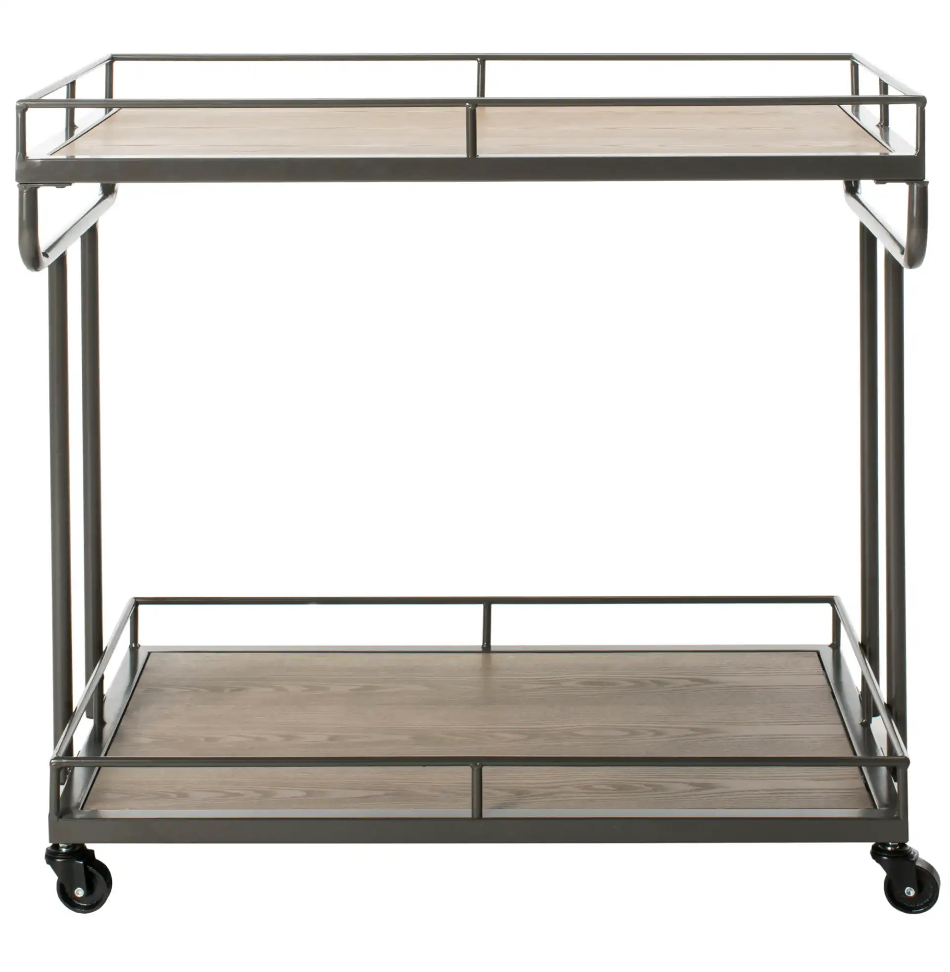 Dawson Two-Tier Rectangular Bar Cart in Oak / White