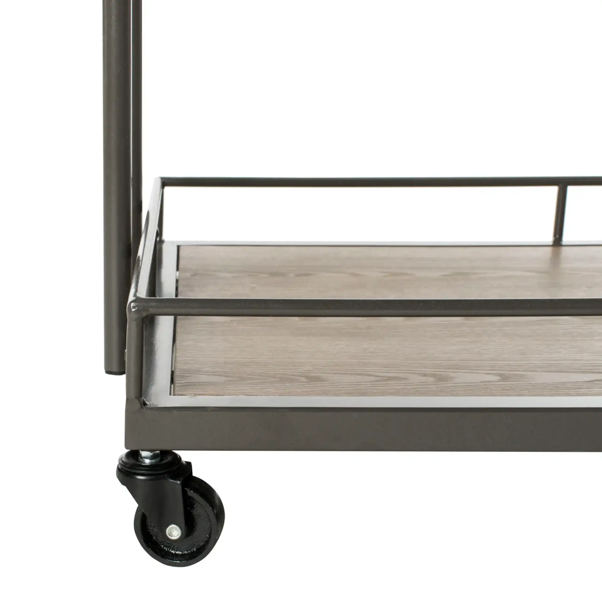 Dawson Two-Tier Rectangular Bar Cart in Oak / White, detail view