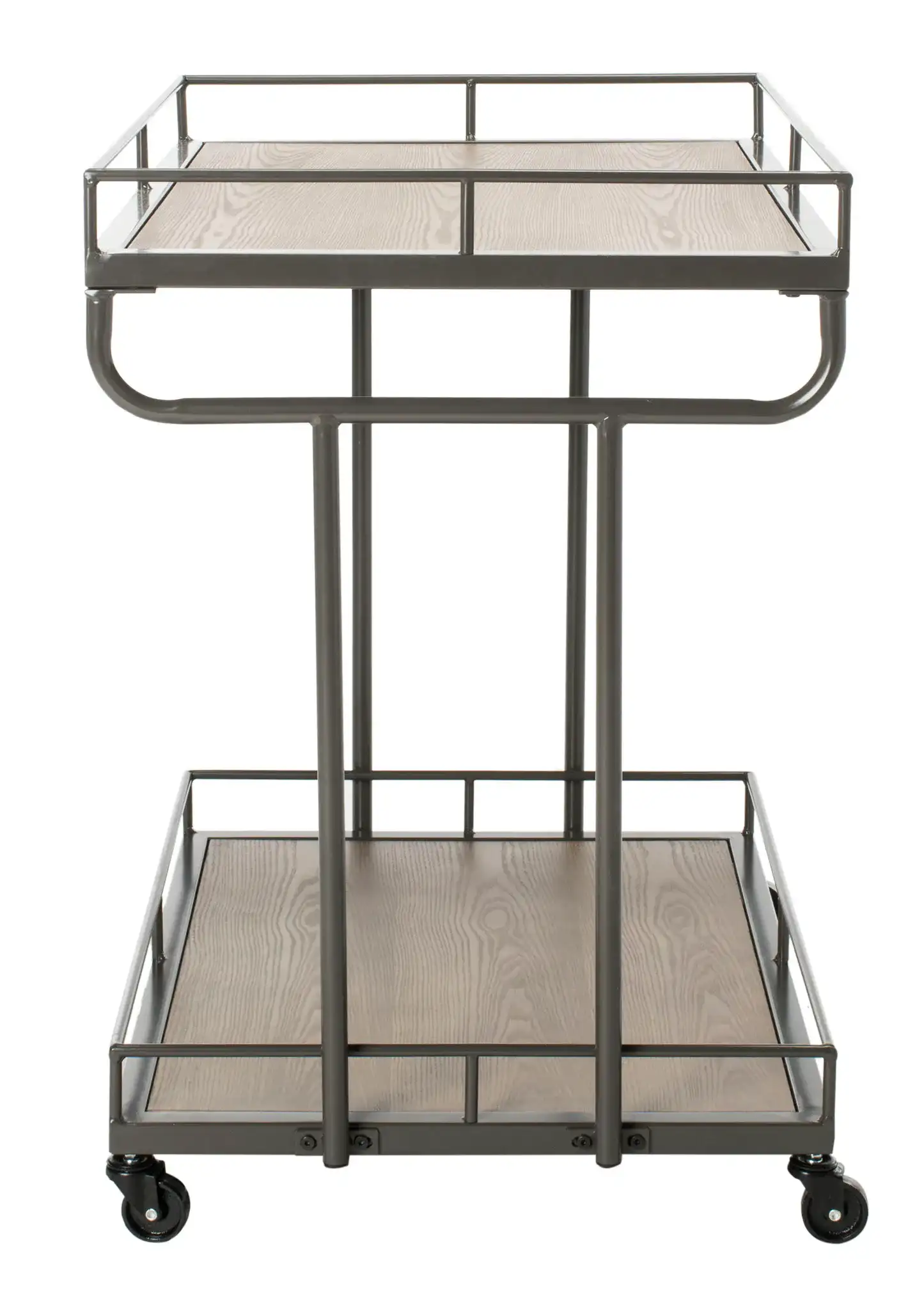 Dawson Two-Tier Rectangular Bar Cart in Oak / White, detail view